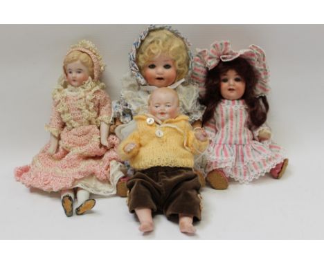 Dolls - selection of various sized dolls - including Armand Marseille 560N A 10/0 M, bisque head and shoulders doll marked 61