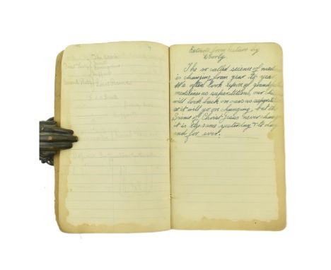 A First World War soldier's manuscript pocket book diary. The diary with writings at each end and near complete, with Calenda