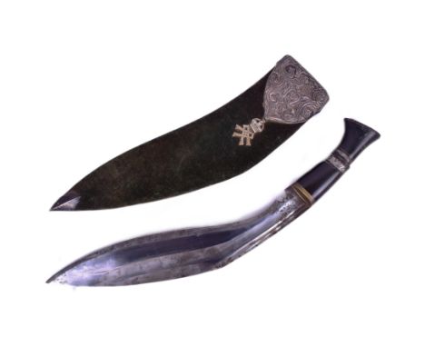 A WWI First World War 3rd Queen Alexandra's Own Gurkha Rifles / 3rd Gurkha Rifles presentation Kukri knife dagger. Horn grip 