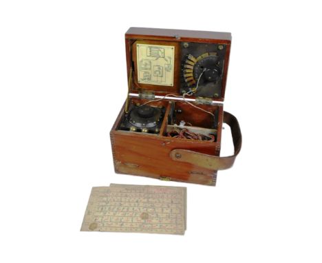 A WWI First World War cased Wave Tester No. 41 with x2 calibrated sheets stamped with H.M Naval Wireless Station Hunstanton i