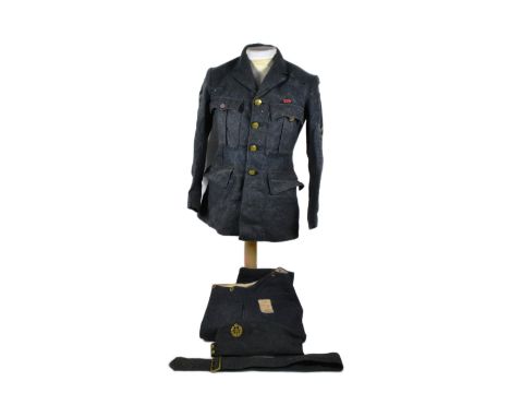 A WWI First World War British RAF Royal Air Force Telecommunications Corporal uniform comprising trousers, cap and tunic.&nbs