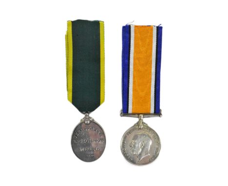A WWI First World War British War medal and King George V Territorial Efficiency medal awarded to one 352 Spr L.J Sale of the