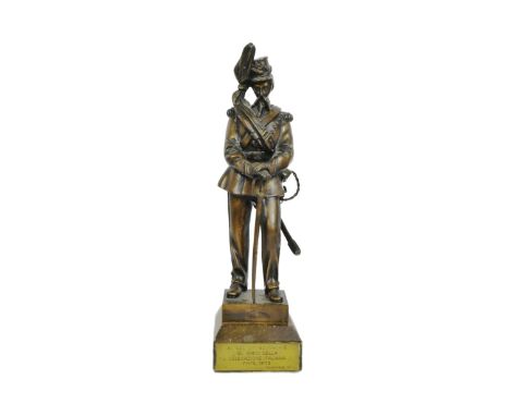 A vintage circa 1970s bronze military figurine statue appearing to depict and American Civil war soldier with sabre. Mounted 