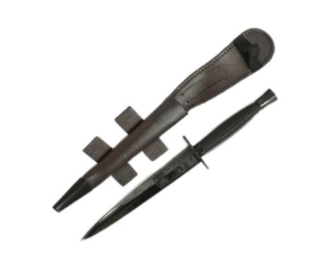 An original British Commando 3rd Pattern FS Fairbairn Sykes fighting knife by Wilkinson makers. Ribbed ebonised steel hilt wi