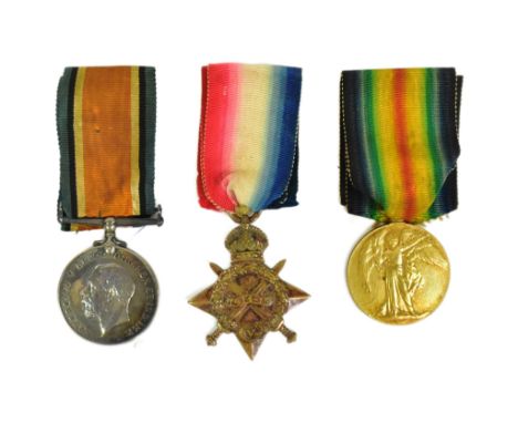 A WWI First World War medal trio awarded to one GS18704 Pte E. Somers of the Royal Fusiliers. Medals comprising his Victory m