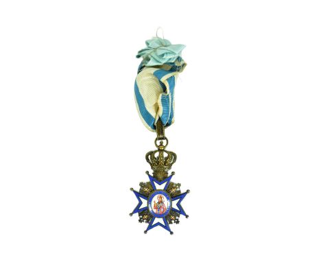 World Orders &amp; Decorations - Serbia - Order of St Sava medal. Silver-gilt and enamel, Bishop with red robes and royal cyp