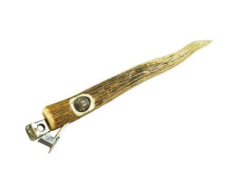 A WWII Second World War Third Reich Nazi German Hunting Club cigar cutter. Stag horn construction imprinted with Hunting Soci