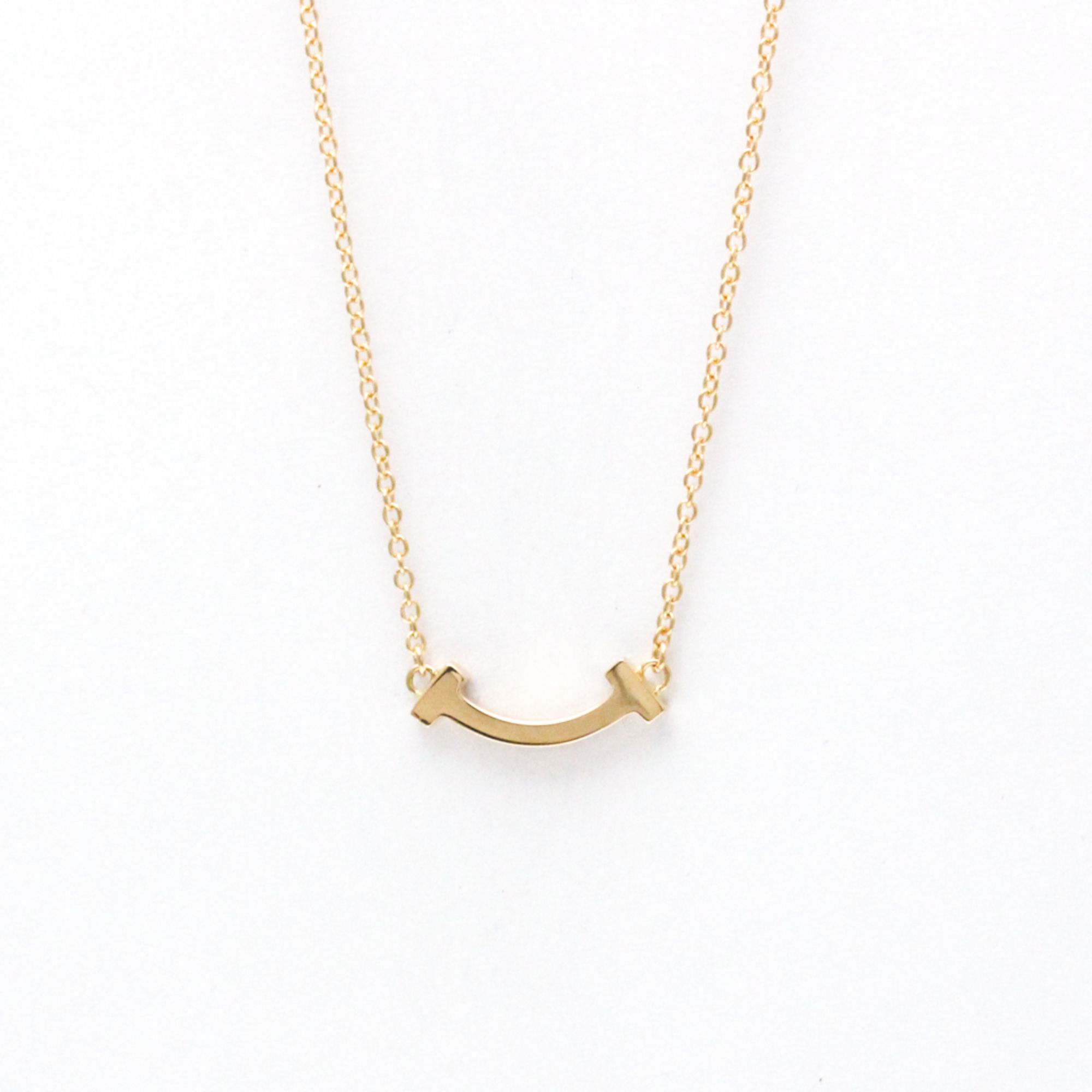 Tiffany T Smile Necklace Micro Pink Gold (18K) No Stone Women,Men Fashion Pendant Necklace (Pink Gol