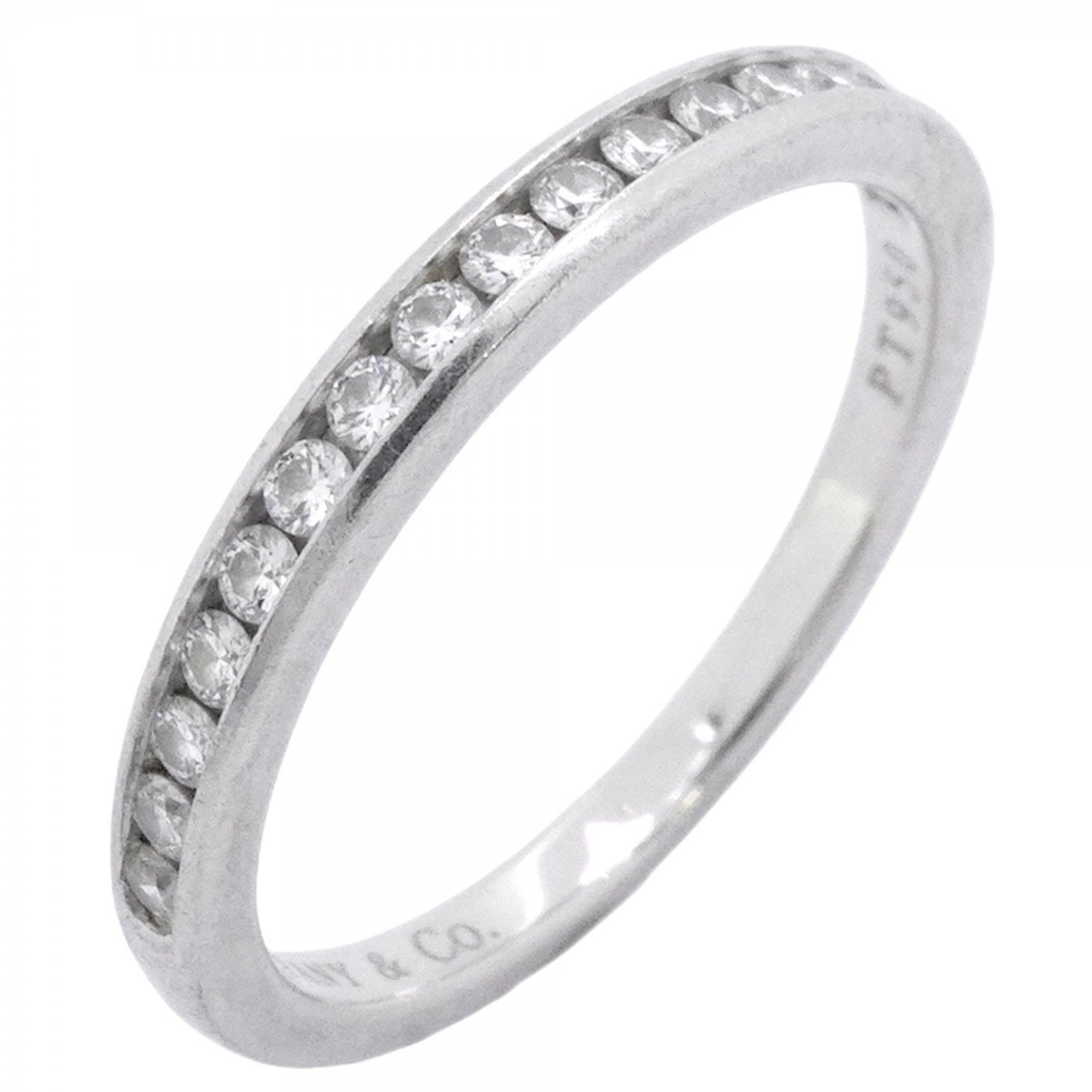 Tiffany Ring, Channel Setting, Half Eternity, Pt950 Platinum, Diamond, Size 9, Women's