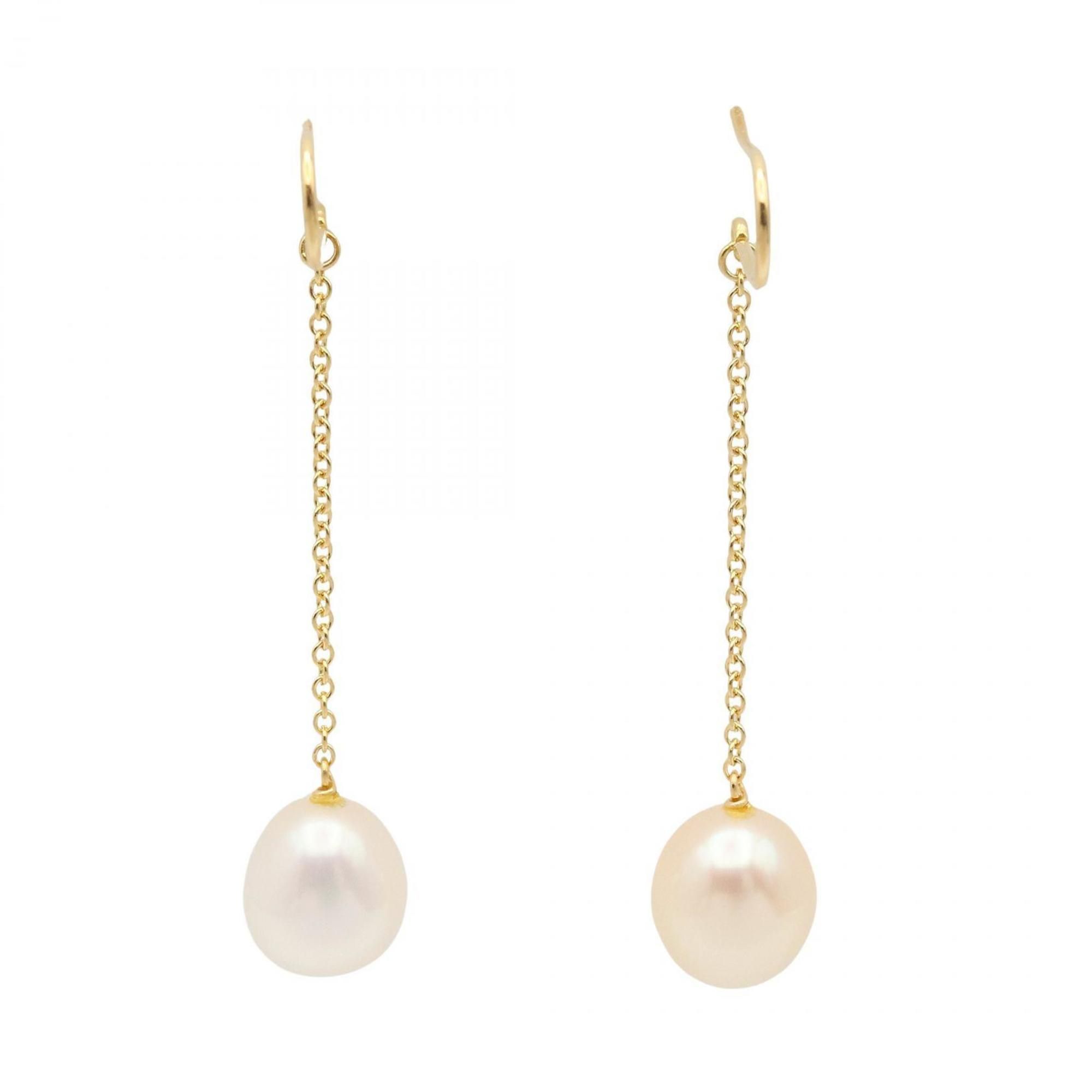 Tiffany & Co. By the Yard Pearl Chain Earrings, 18K Yellow Gold, White and Women's, 60926905