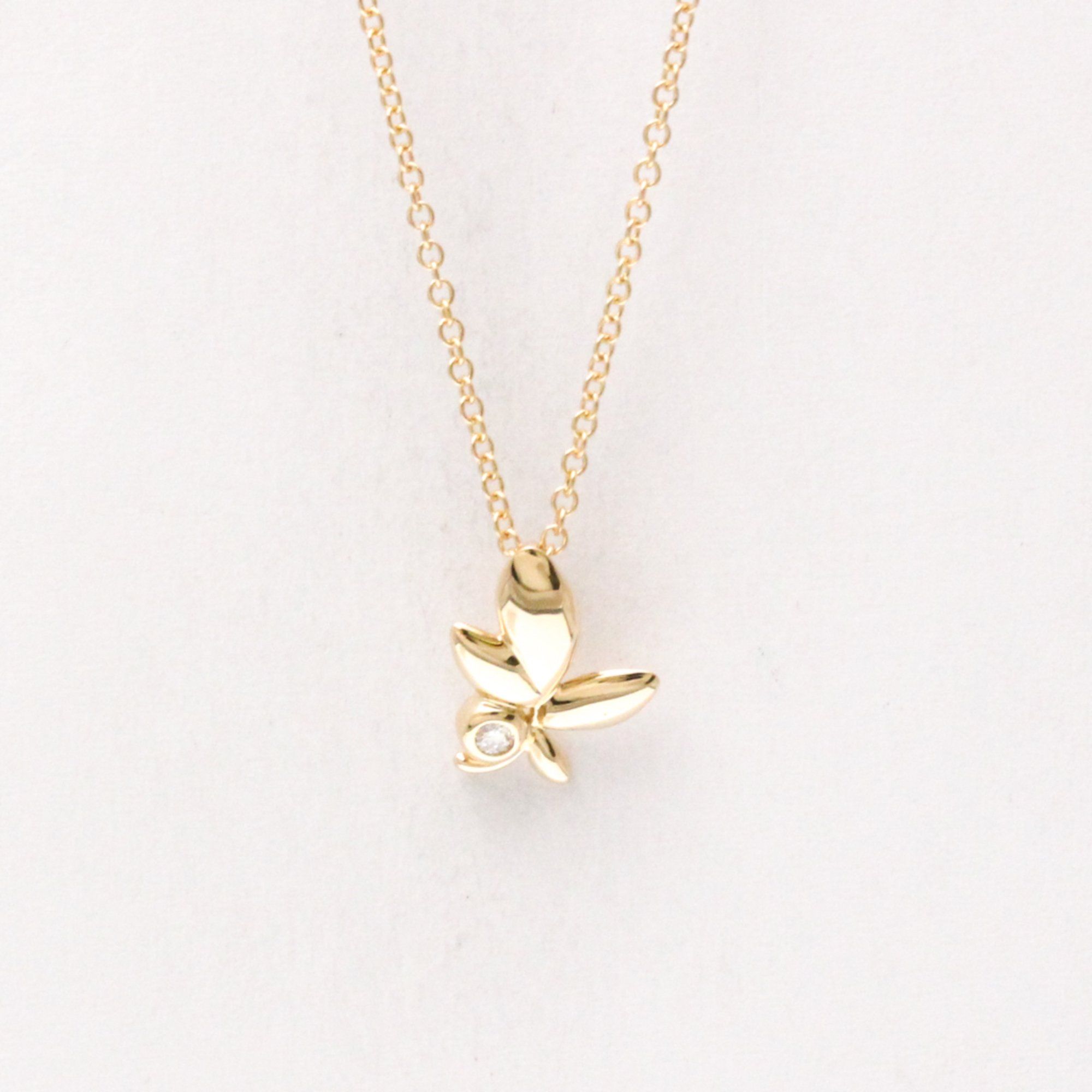 Tiffany Olive Leaf Diamond Necklace Pink Gold (18K) Diamond Men,Women Fashion Pendant Necklace (Pink