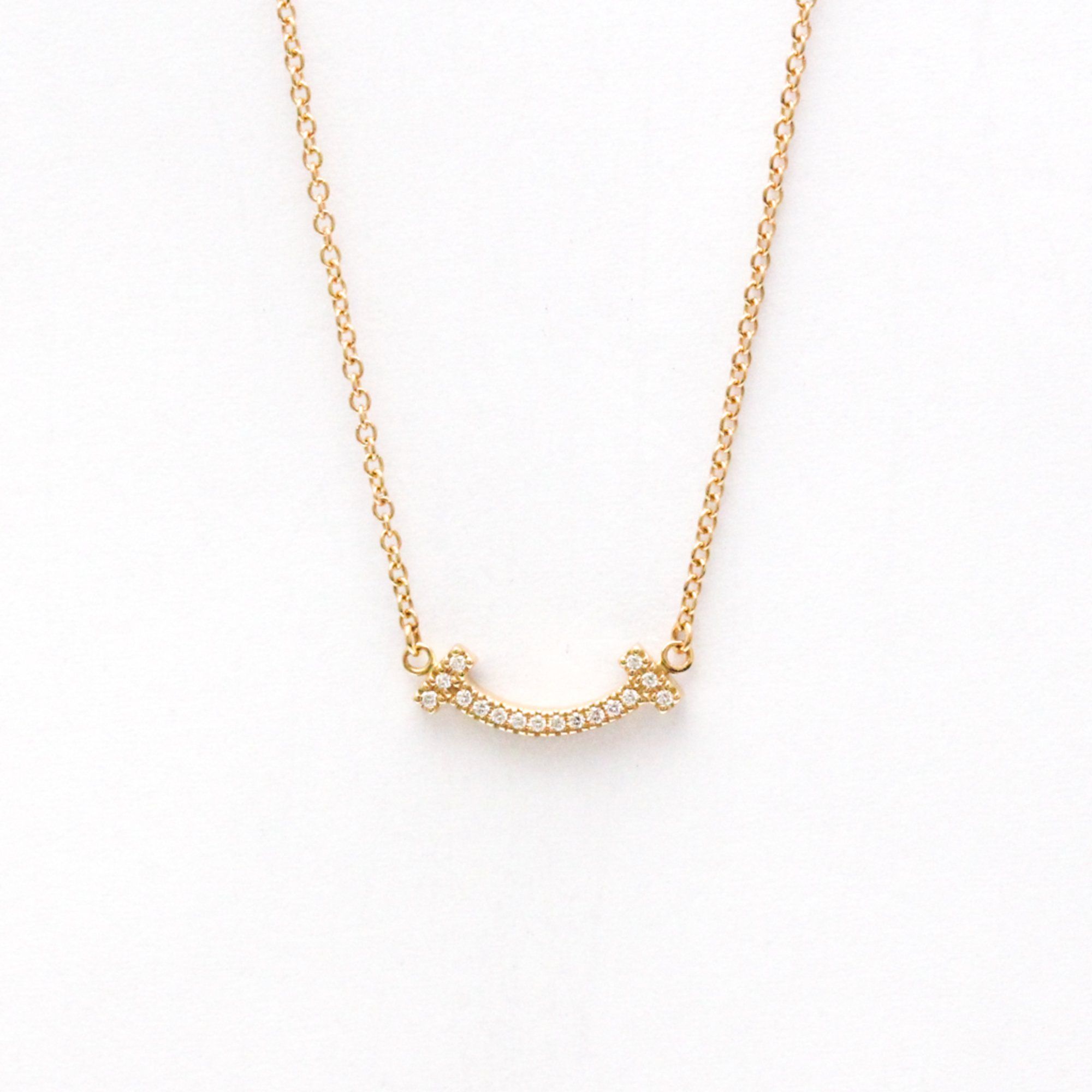 Tiffany Smile Micro Necklace Pink Gold (18K) Diamond Men,Women Fashion Pendant Necklace (Pink Gold)