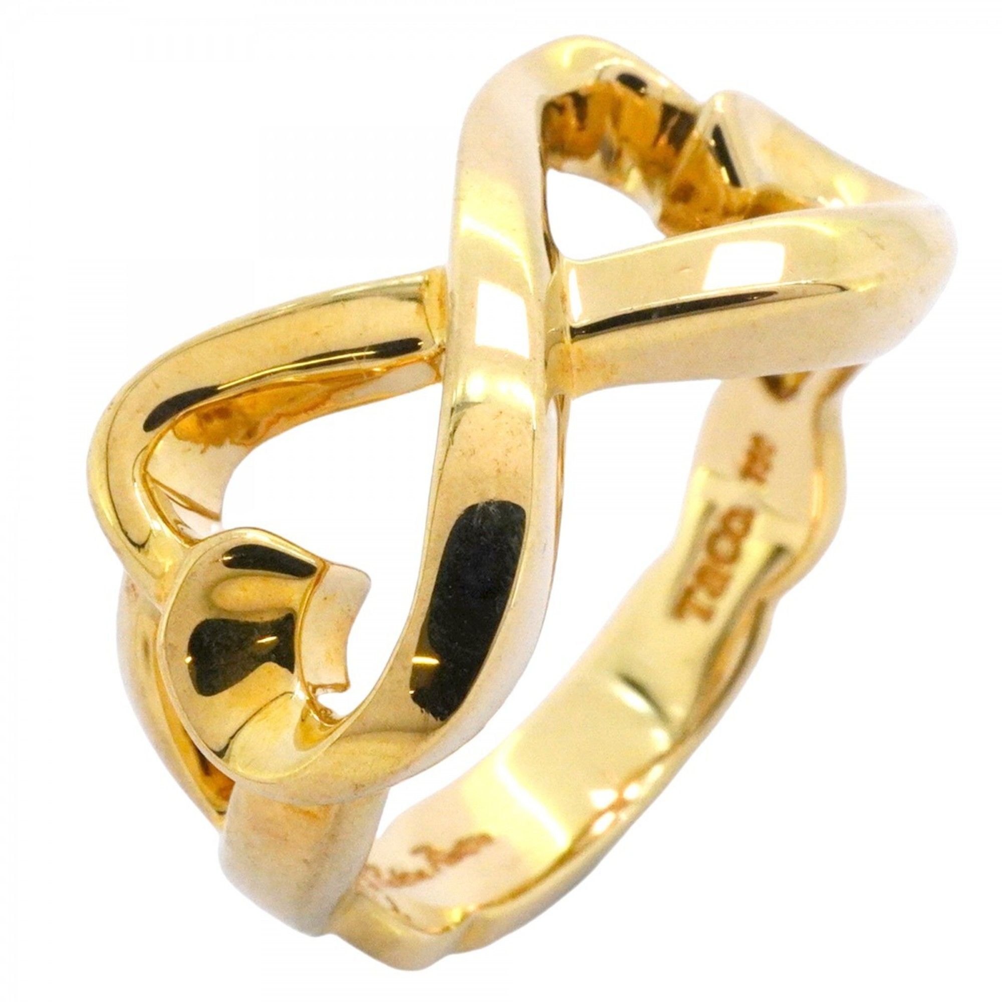 Tiffany Double Loving Heart Ring, 18K Yellow Gold, Size 12.5, Women's