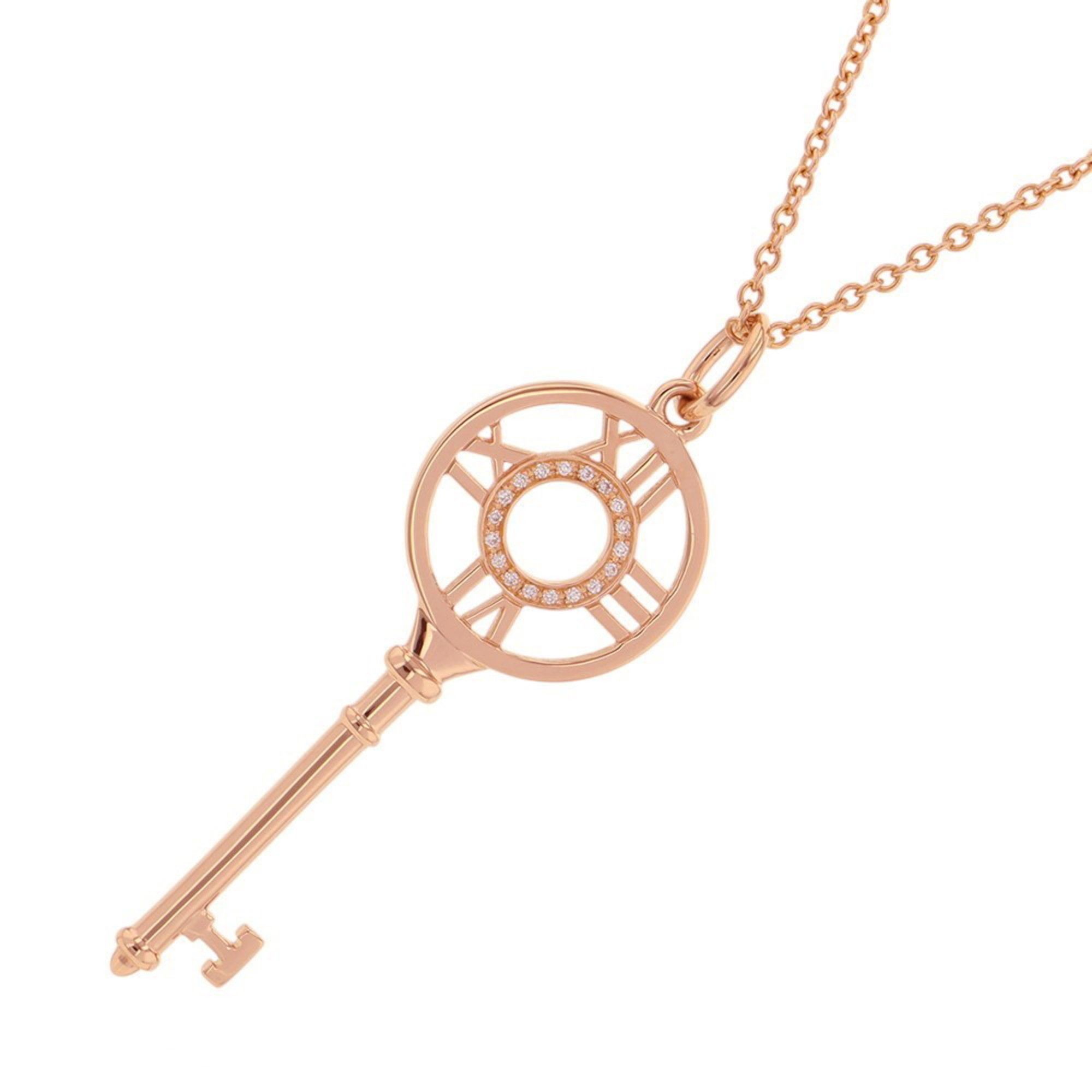 Tiffany & Co. Atlas Key Pendant Necklace with Diamonds in 18K Pink Gold.