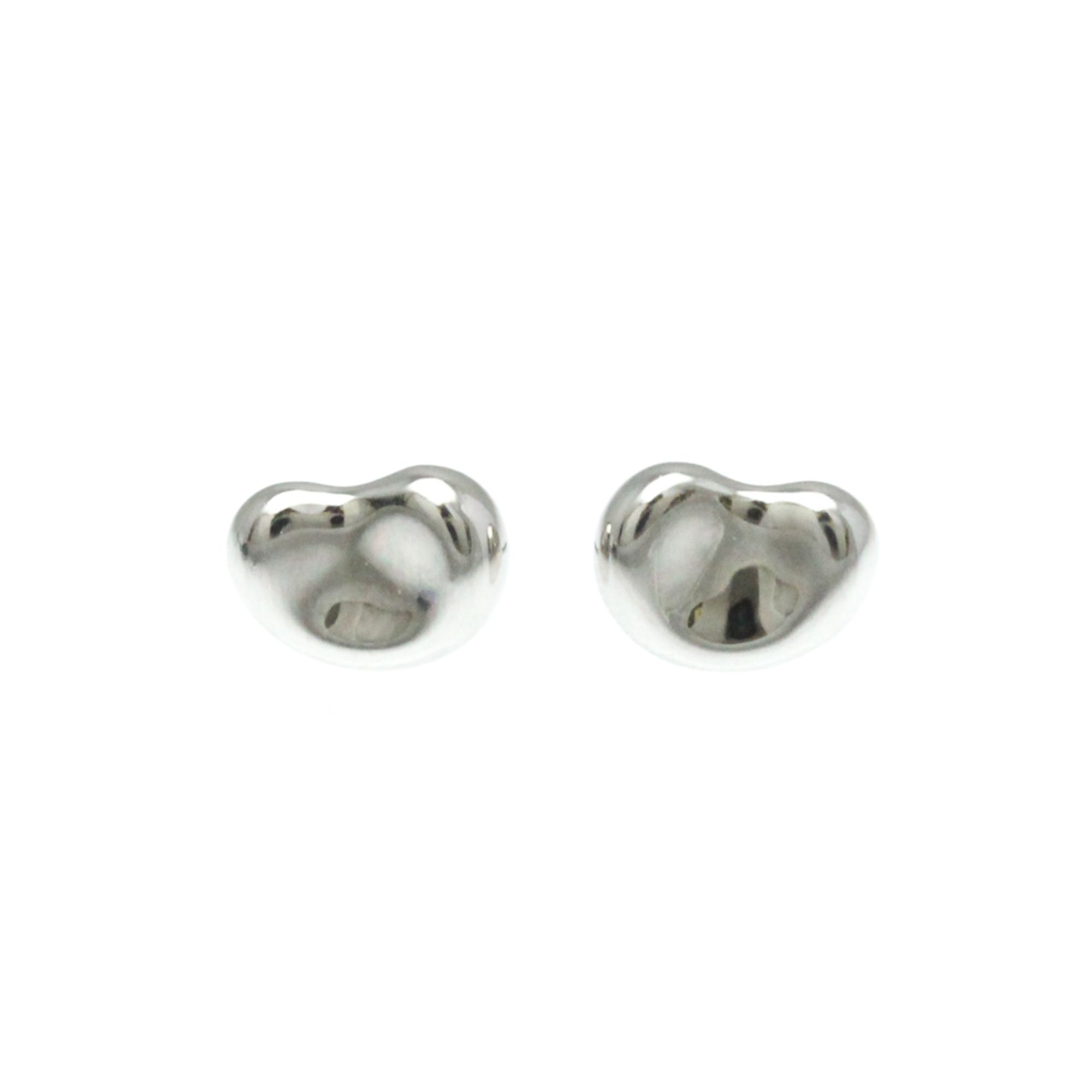 Tiffany Bean No Stone Platinum Stud Earrings Silver