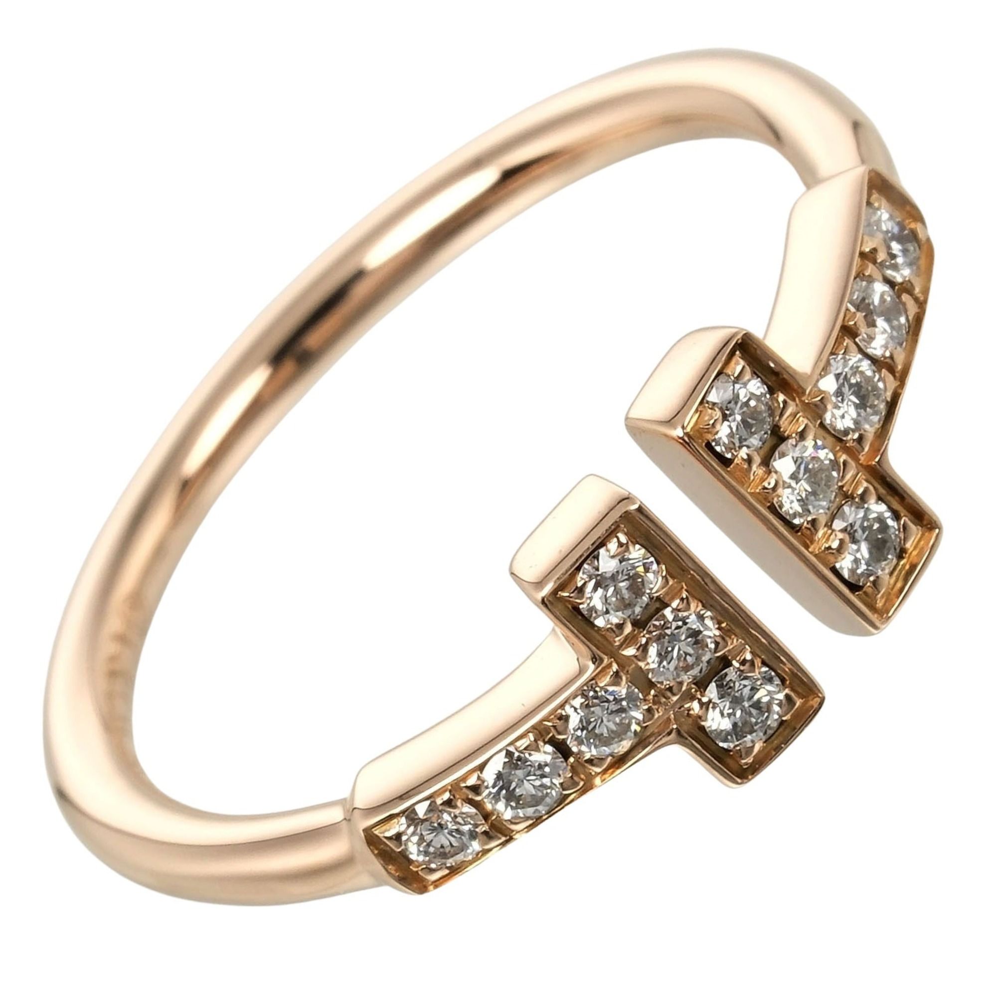 Tiffany & Co. T-Wire Ring, Size 6, K18 PG Pink Gold, 12P Diamond, Approx. 2.1g I132124027