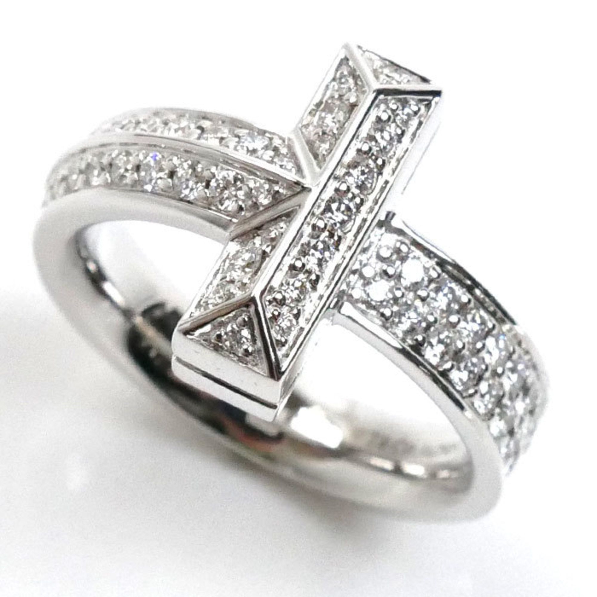 TIFFANY&Co. Tiffany K18WG White Gold T-One Diamond Ring 68170036 0.54ct Size 11 10.2g Women's