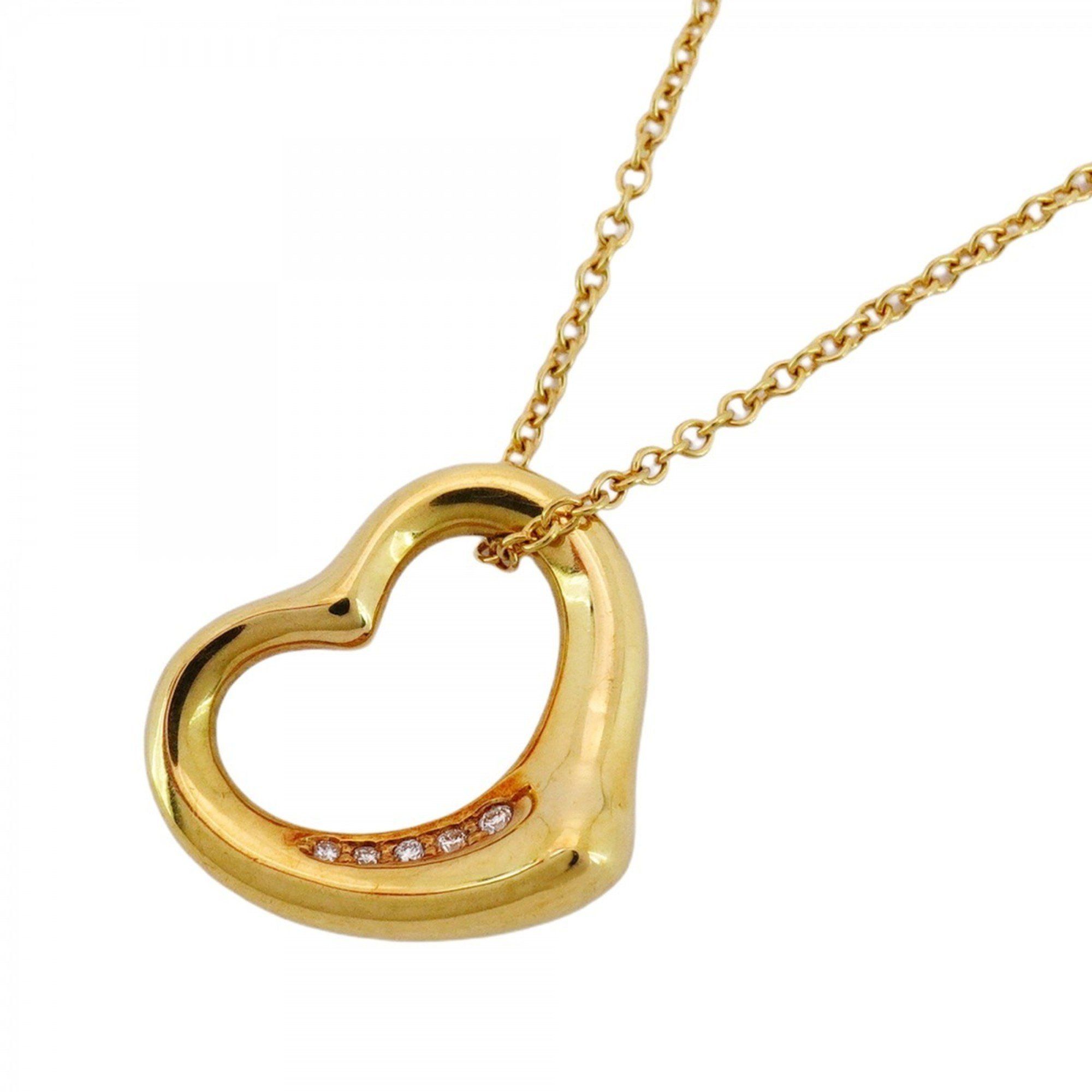 Tiffany Heart Necklace 5PD 18KYG Yellow Gold Diamond Women's