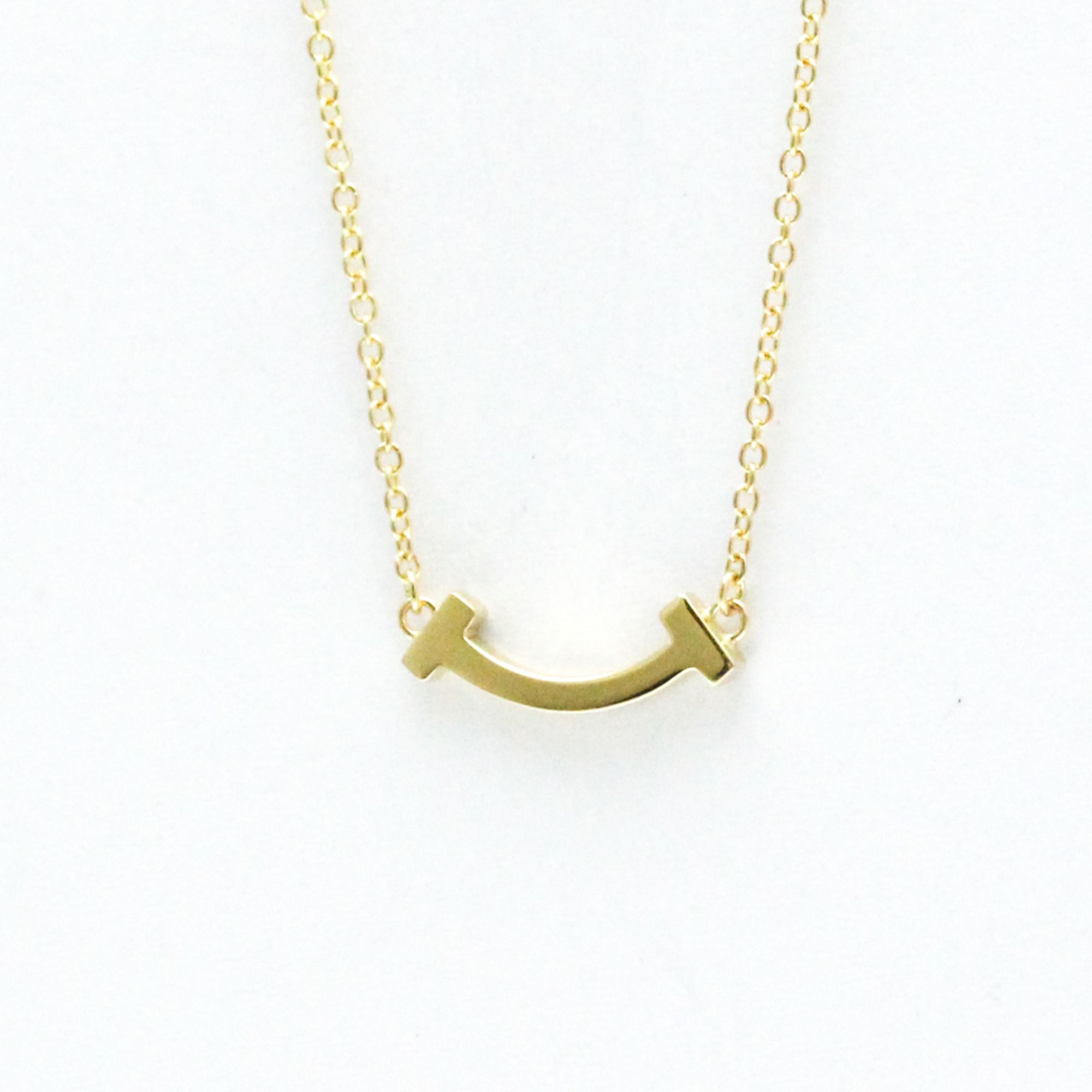 Tiffany Smile Micro Necklace Yellow Gold (18K) No Stone Women,Men Fashion Pendant Necklace (Gold)