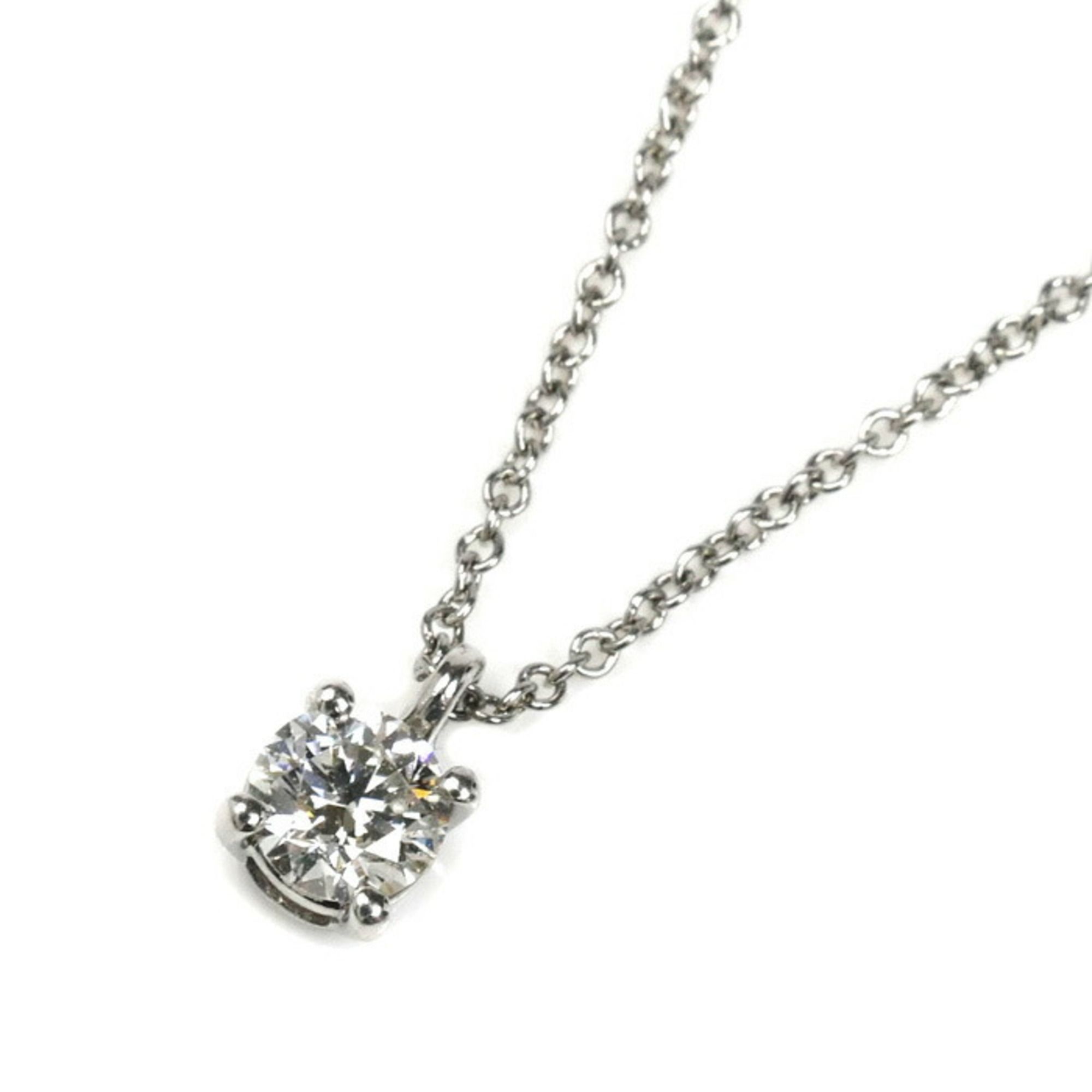 TIFFANY & Co. Tiffany Pt950 Platinum Solitaire Diamond Necklace, 0.30ct, 2.6g, 40cm, Women's