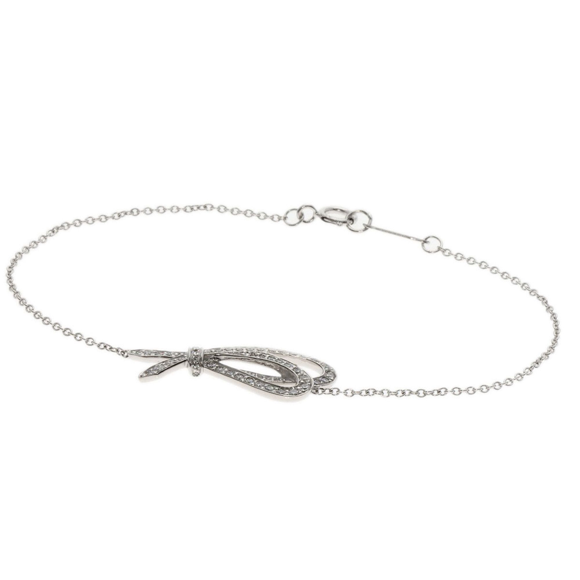 Tiffany Bow Ribbon Diamond Bracelet, 18K White Gold, Women's, TIFFANY&Co.