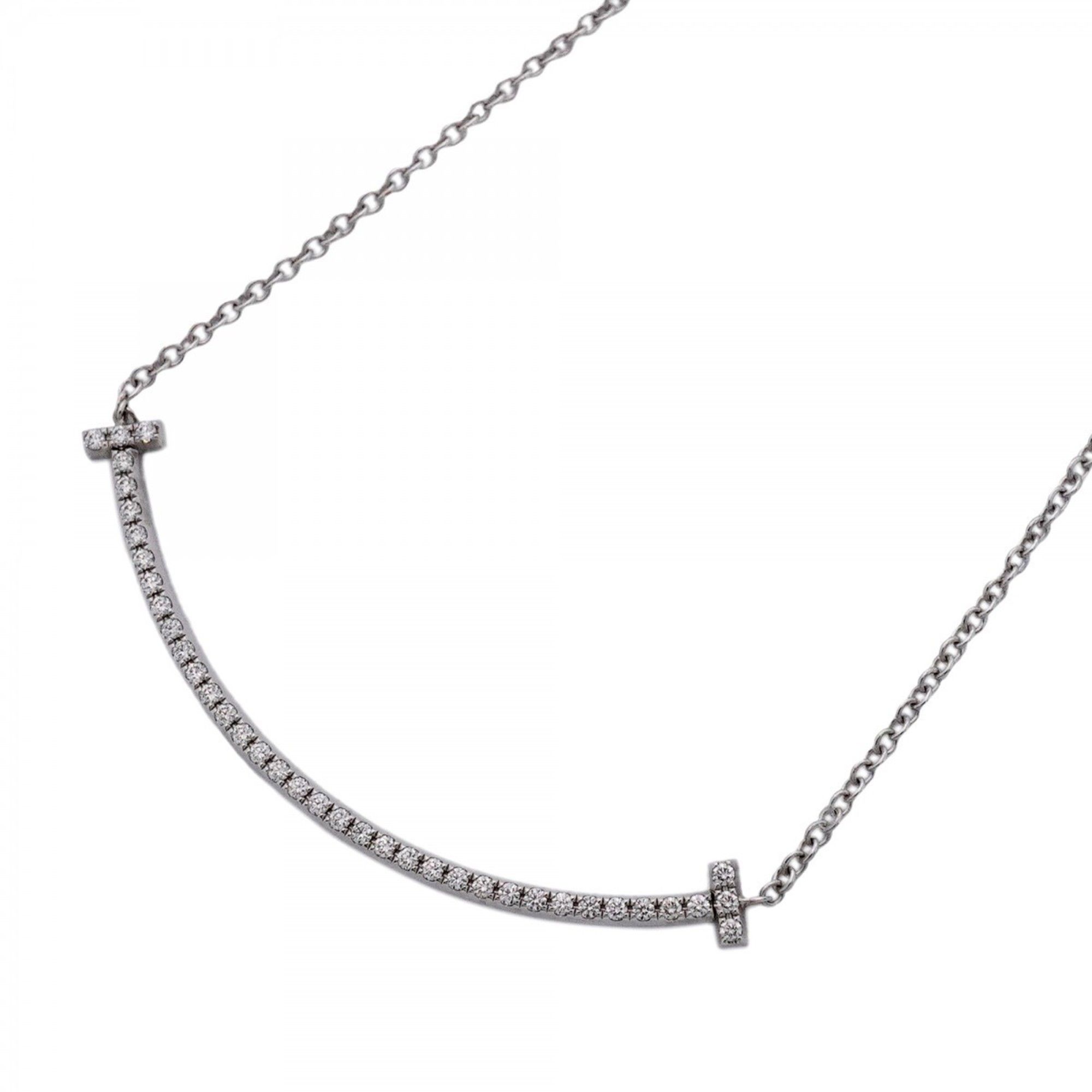 Tiffany T Smile Necklace in 18K White Gold with Diamonds for Women