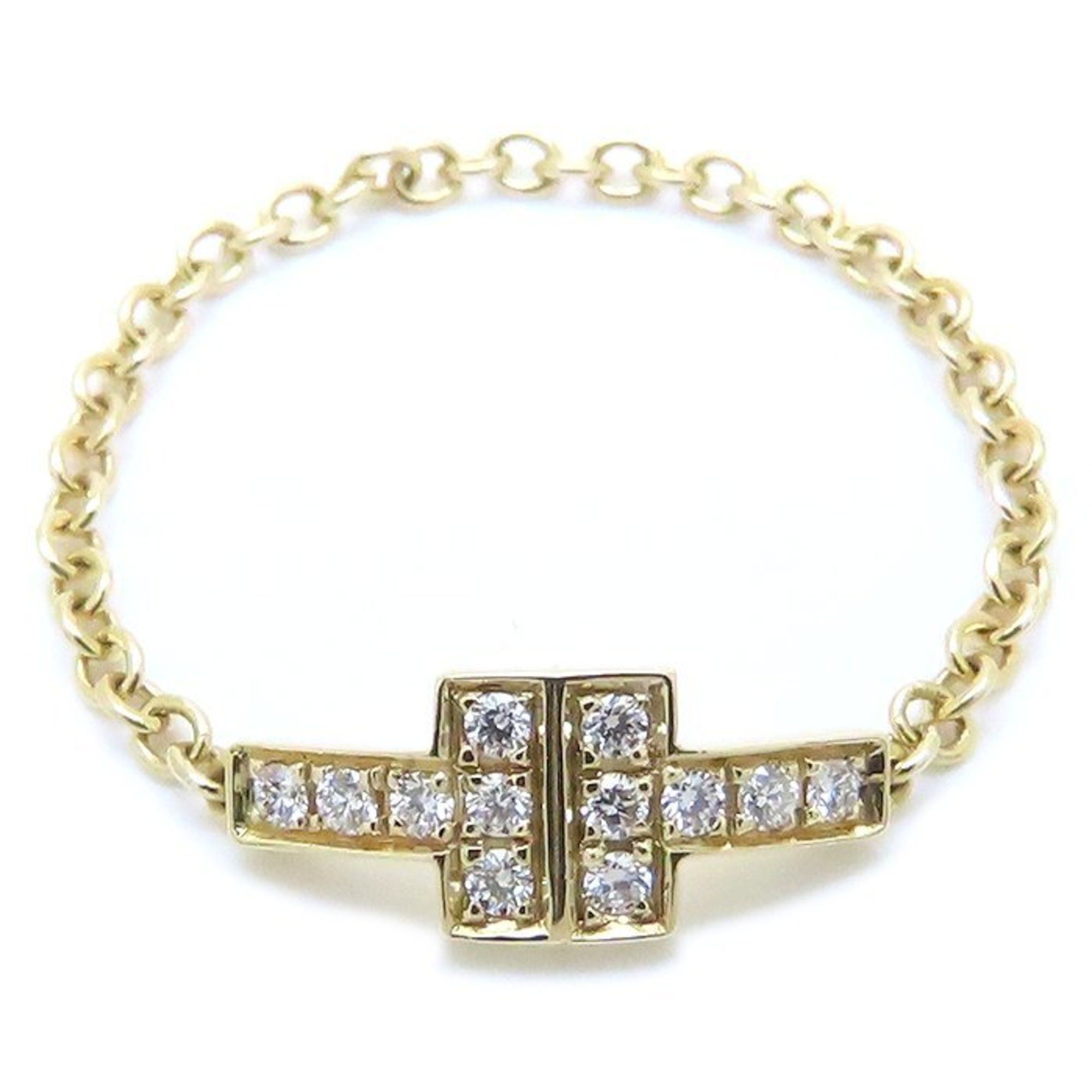 TIFFANY & Co. Tiffany T Two Chain Ring with Diamonds in 18K Yellow Gold, Women's, 294432