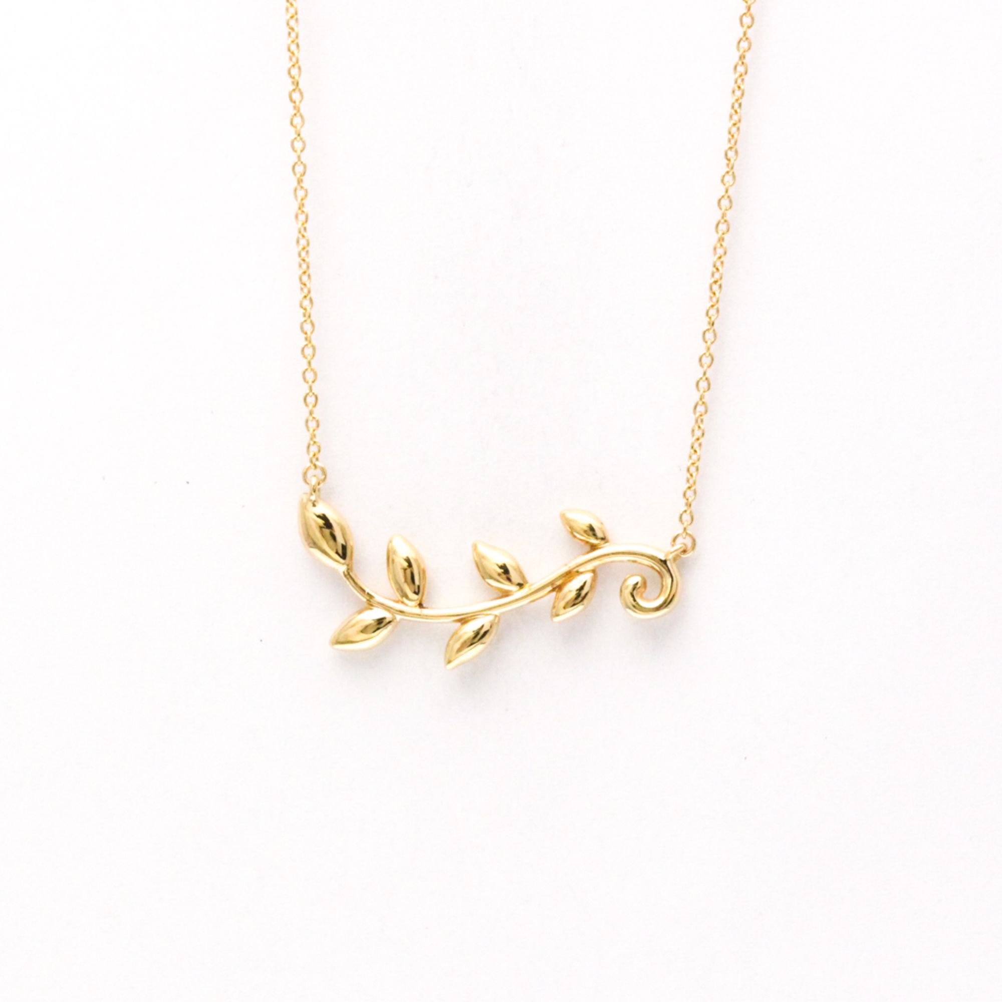 Tiffany Olive Leaf Vine Necklace Pink Gold (18K) No Stone Men,Women Fashion Pendant Necklace (Pink G