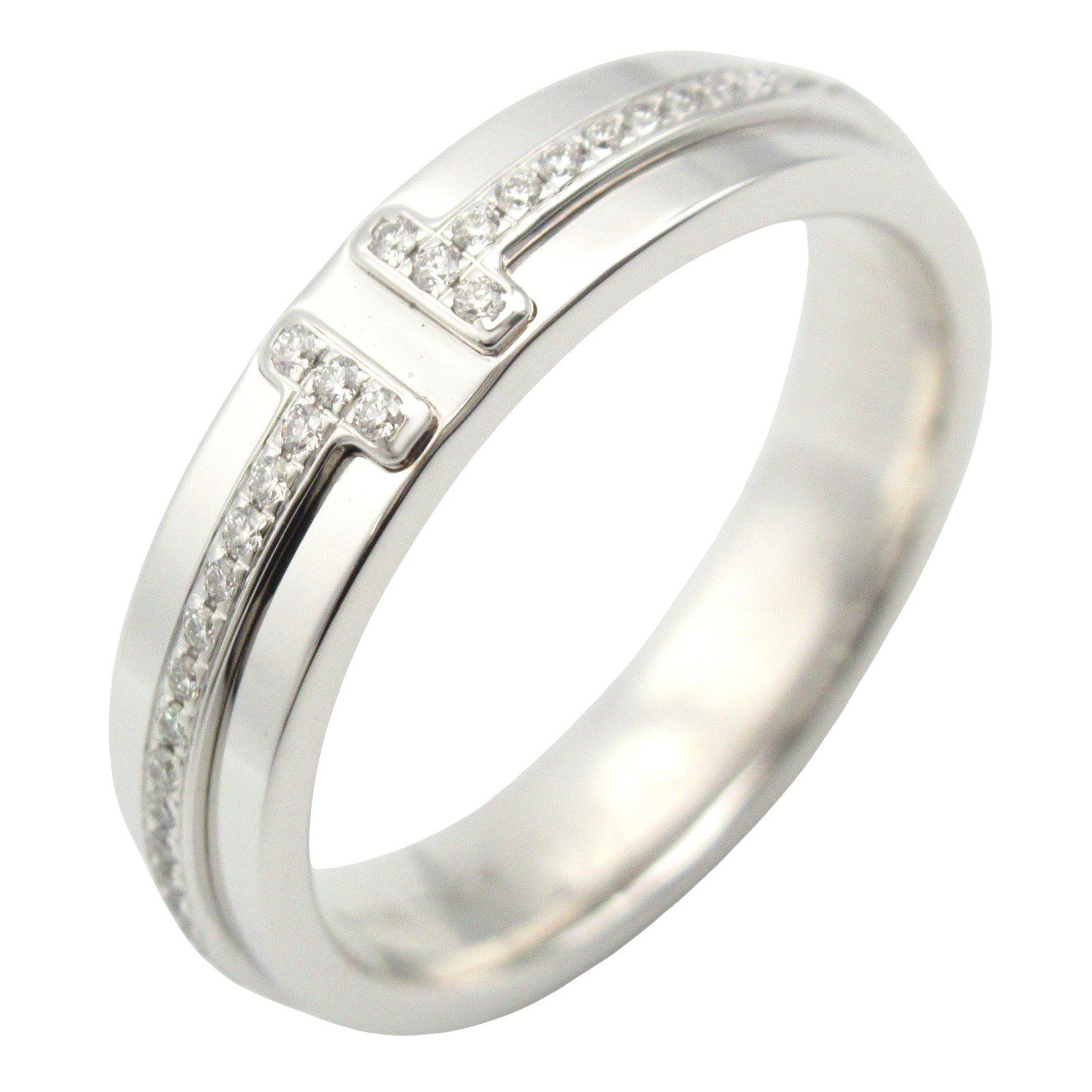 Tiffany & Co. T Narrow Diamond Ring, 18K White Gold, Clear Diamond, Women's