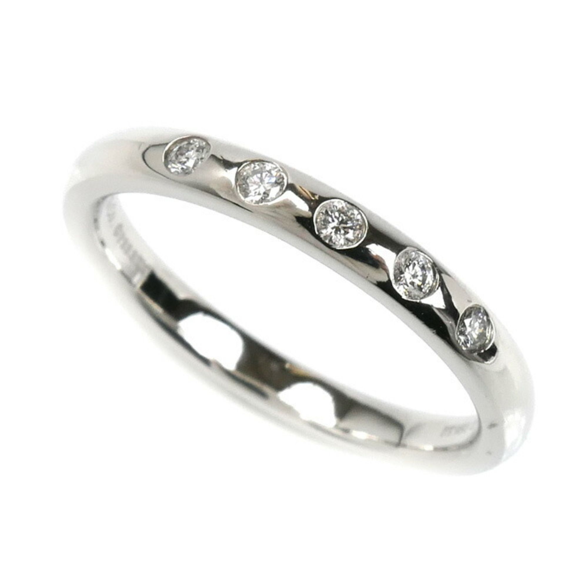 TIFFANY & Co. Tiffany Pt950 Platinum Stacking Band Ring with 5 Diamonds, Size 15, 5.6g, Women's