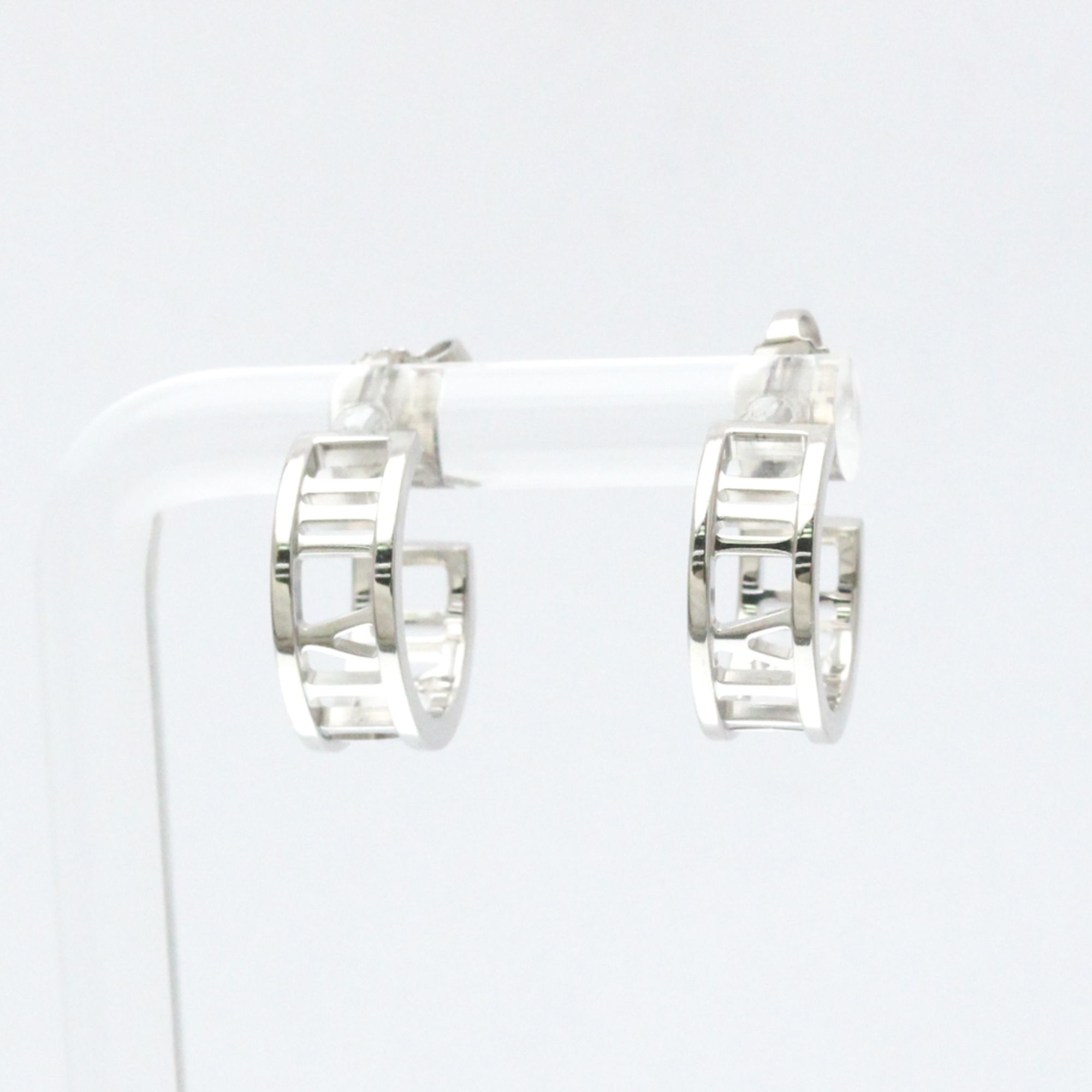Tiffany Open Atlas Earrings No Stone White Gold (18K) Half Hoop Earrings Silver
