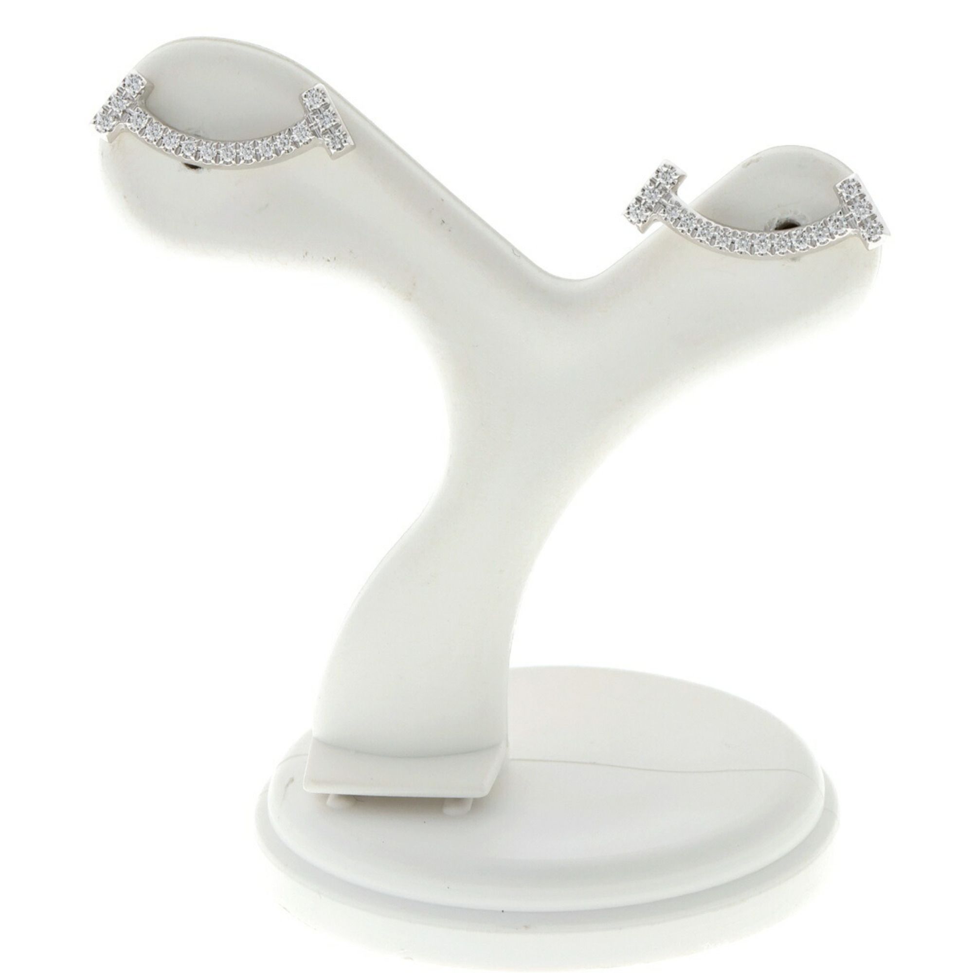 Tiffany & Co. T Smile Mini Diamond Earrings 60150739 in 18KWG Au750 White Gold J-159068