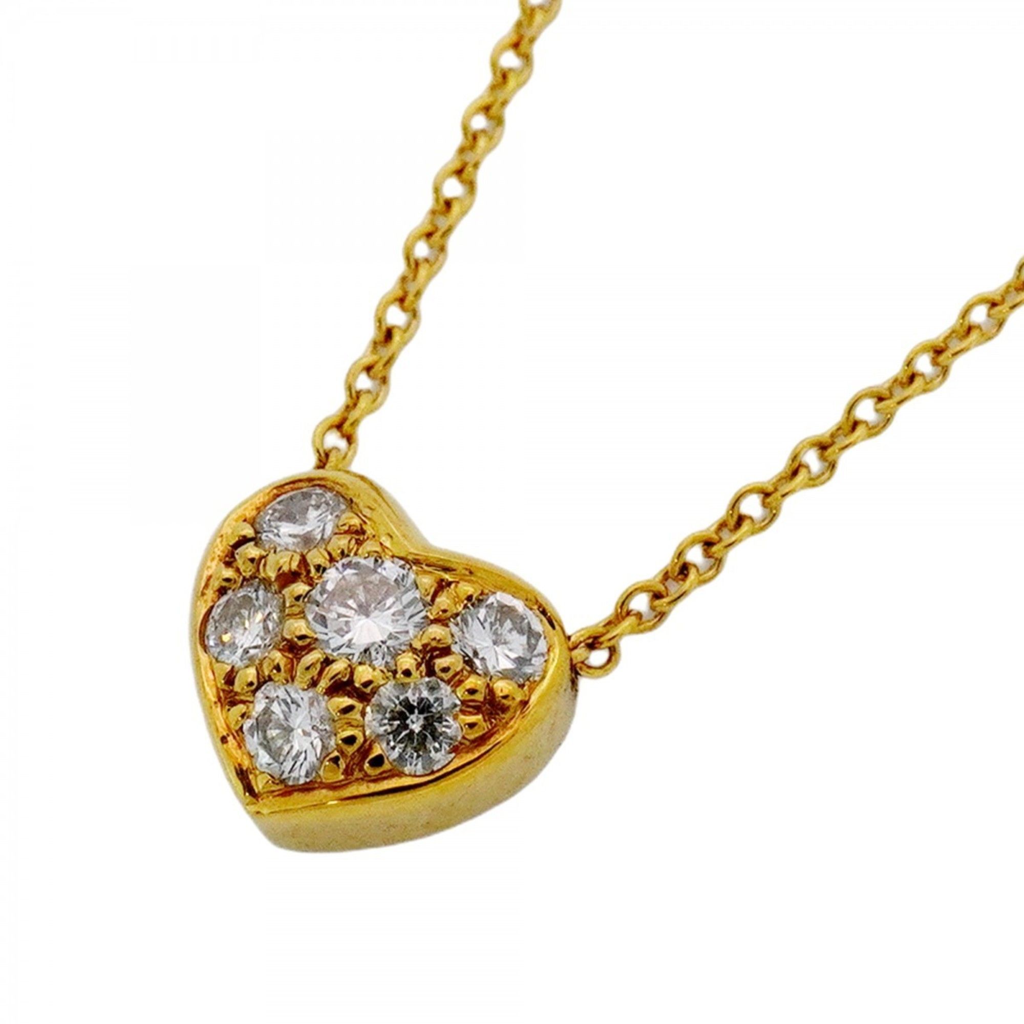 Tiffany Heart Necklace 6PD 18KYG Yellow Gold Diamond Women's