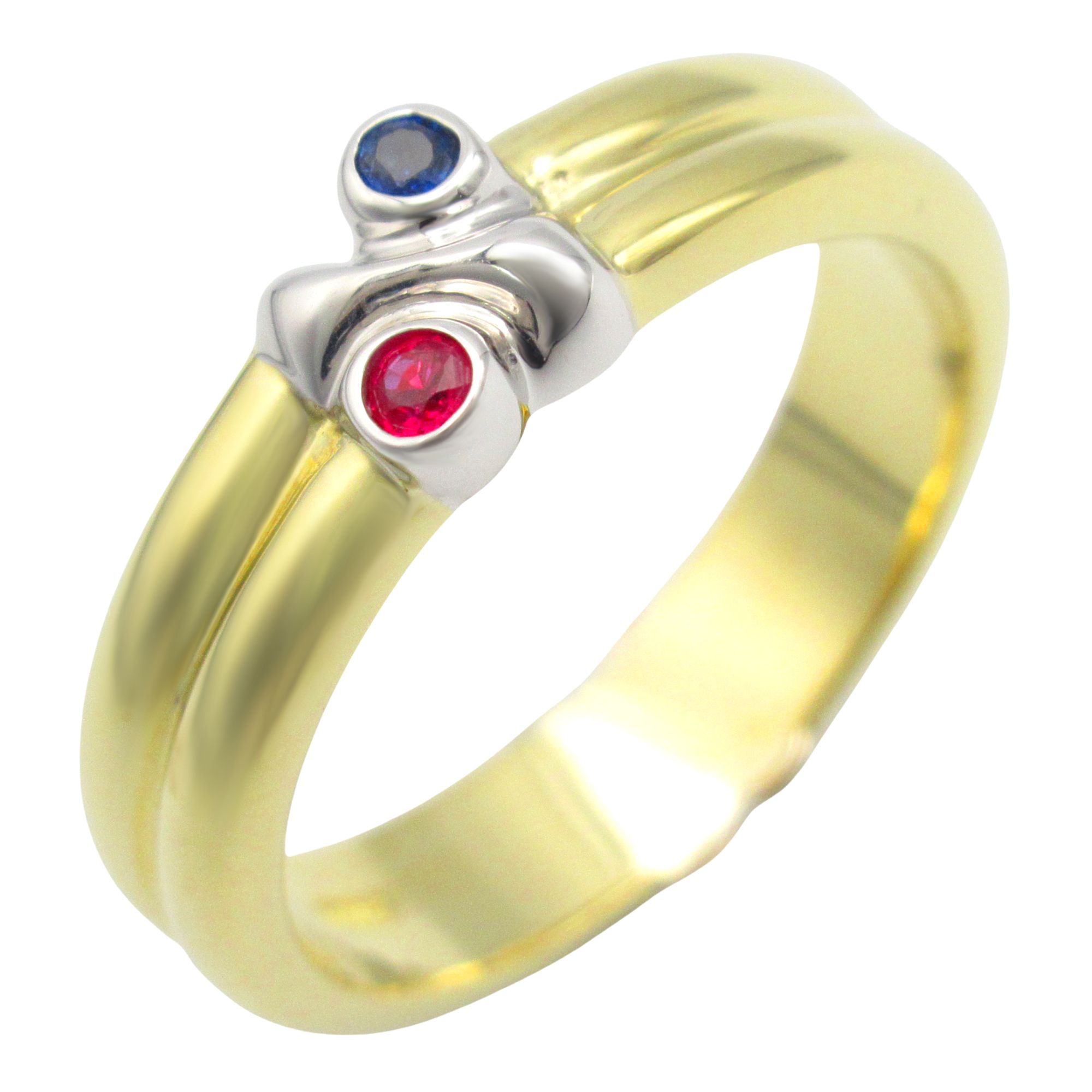 Tiffany & Co. Ruby and Sapphire Signature Ring, 18K Yellow Gold White Gold, Sapphire, Women's, Red B