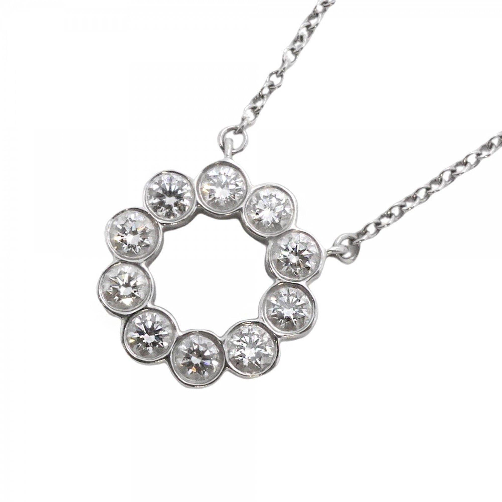 Tiffany Jazz Circle Necklace, Pt950 Platinum, Diamond, Women's