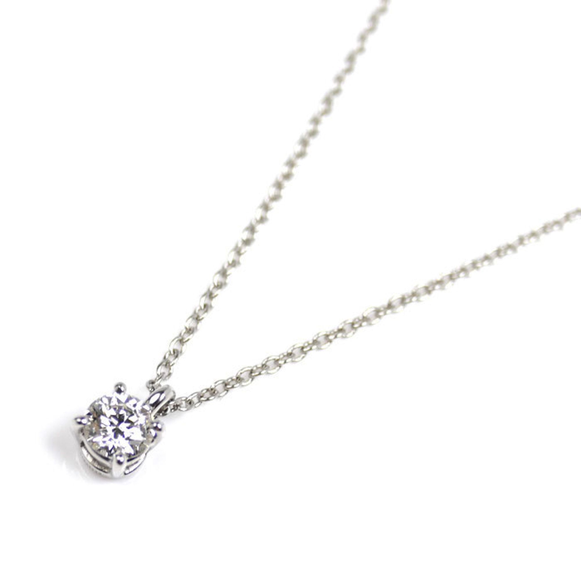 TIFFANY & Co. Tiffany Pt950 Platinum Solitaire Necklace with 0.25ct Diamond, 2.4g, 40.5cm, Women's
