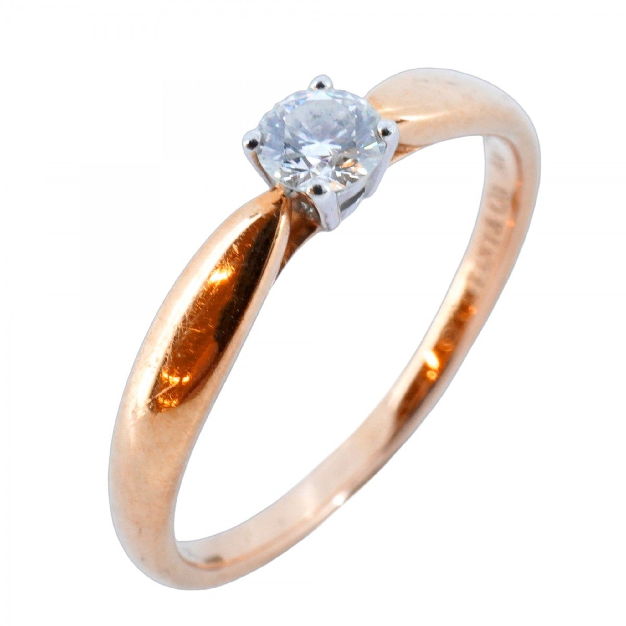 Tiffany Harmony Ring, 1PD, 18KPG Pink Gold, Pt950 Platinum, 0.21ct Diamond, Size 15, Women's