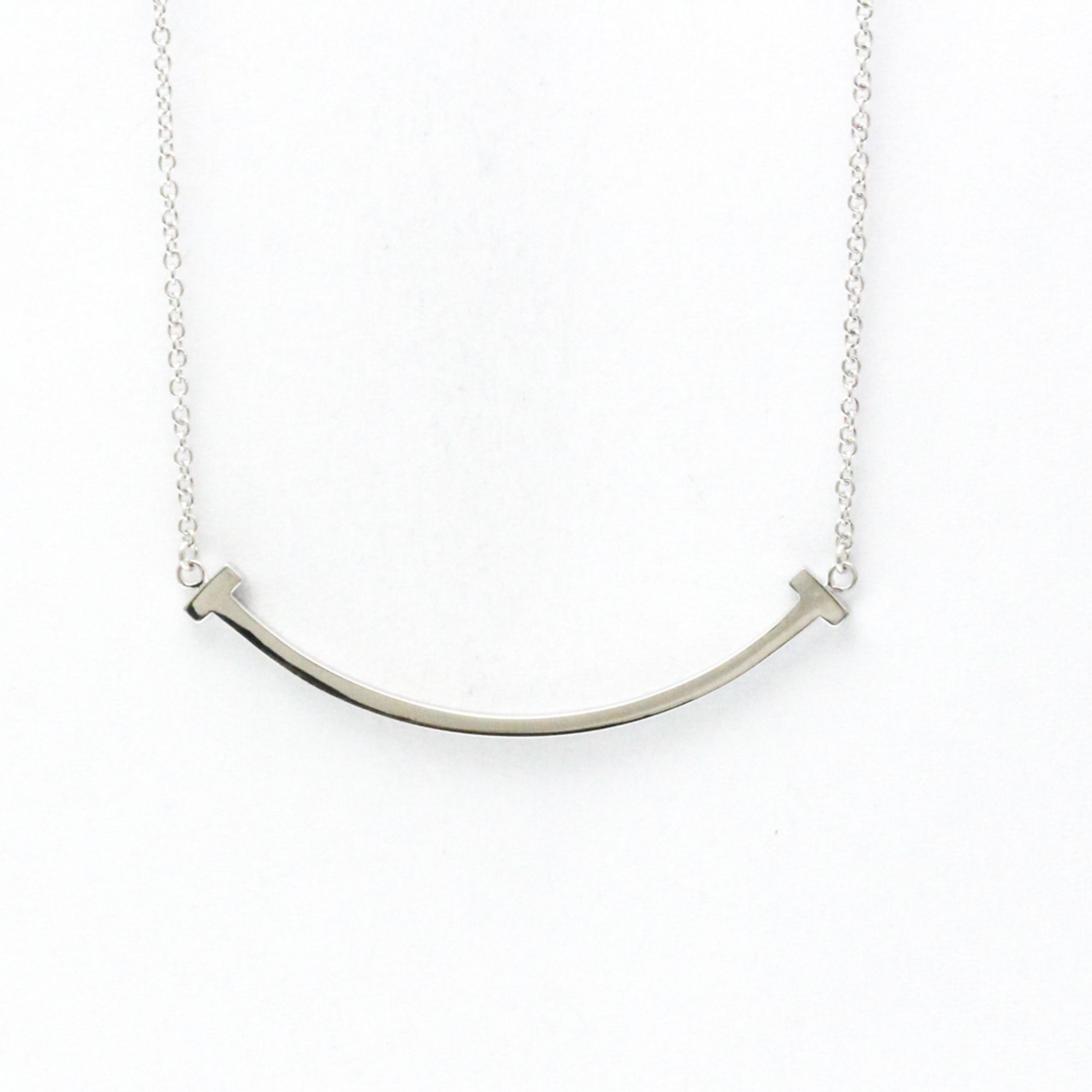 Tiffany T Smile Pendant Small White Gold (18K) No Stone Men,Women Fashion Pendant Necklace (Silver)