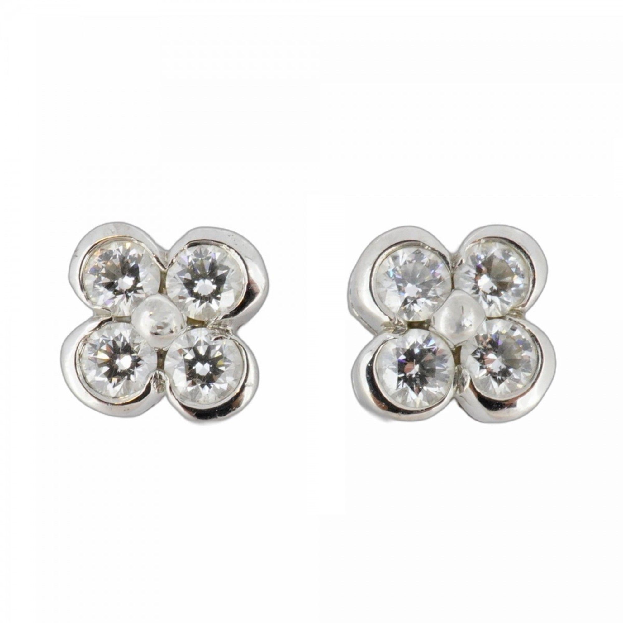 Tiffany earrings bezel set Pt950 platinum diamond ladies