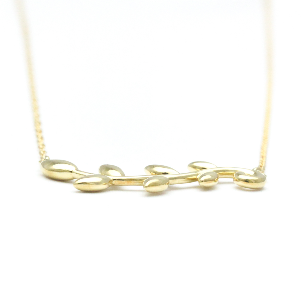 Tiffany Olive Leaf Necklace Yellow Gold (18K) No Stone Men,Women Fashion Pendant Necklace (Gold)