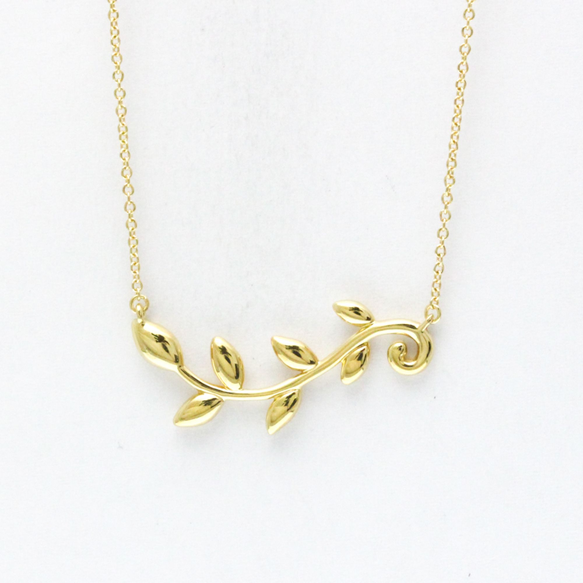 Tiffany Olive Leaf Necklace Yellow Gold (18K) No Stone Men,Women Fashion Pendant Necklace (Gold)