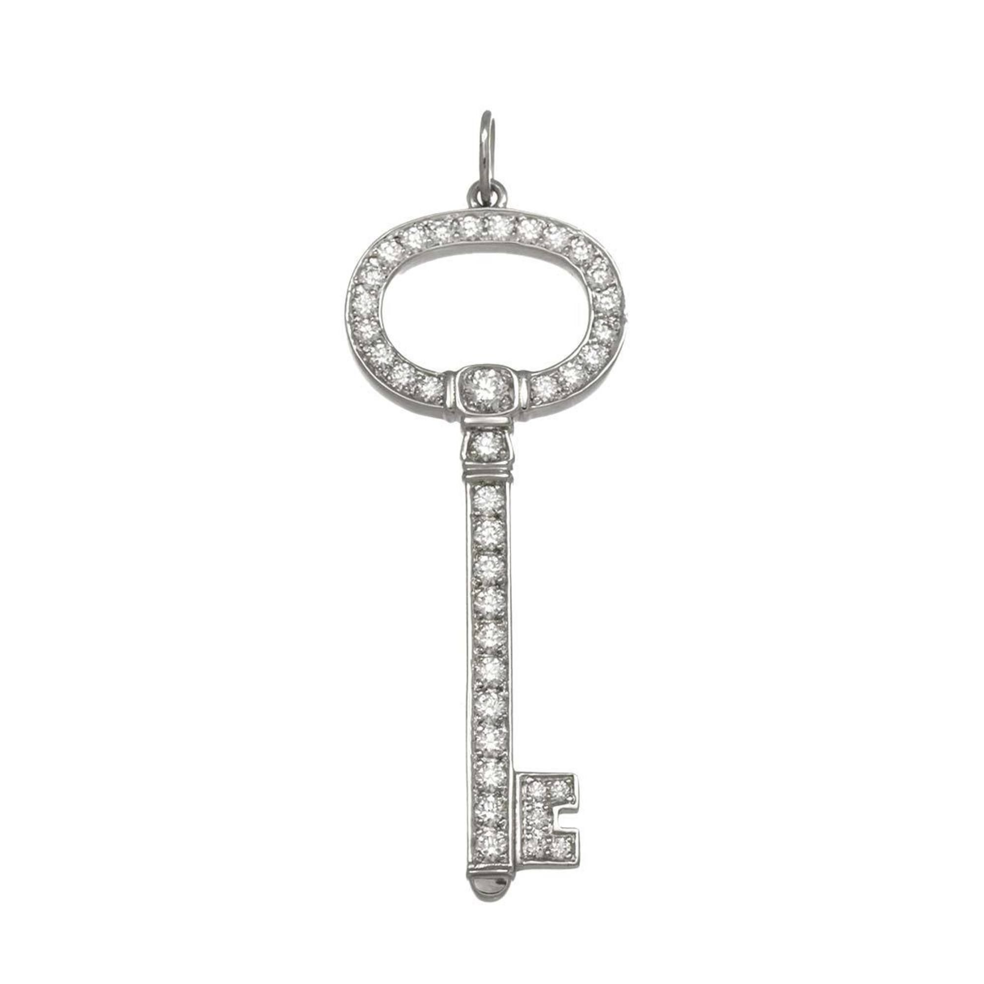 Tiffany & Co. Oval Key Diamond Pendant Top Pt Platinum