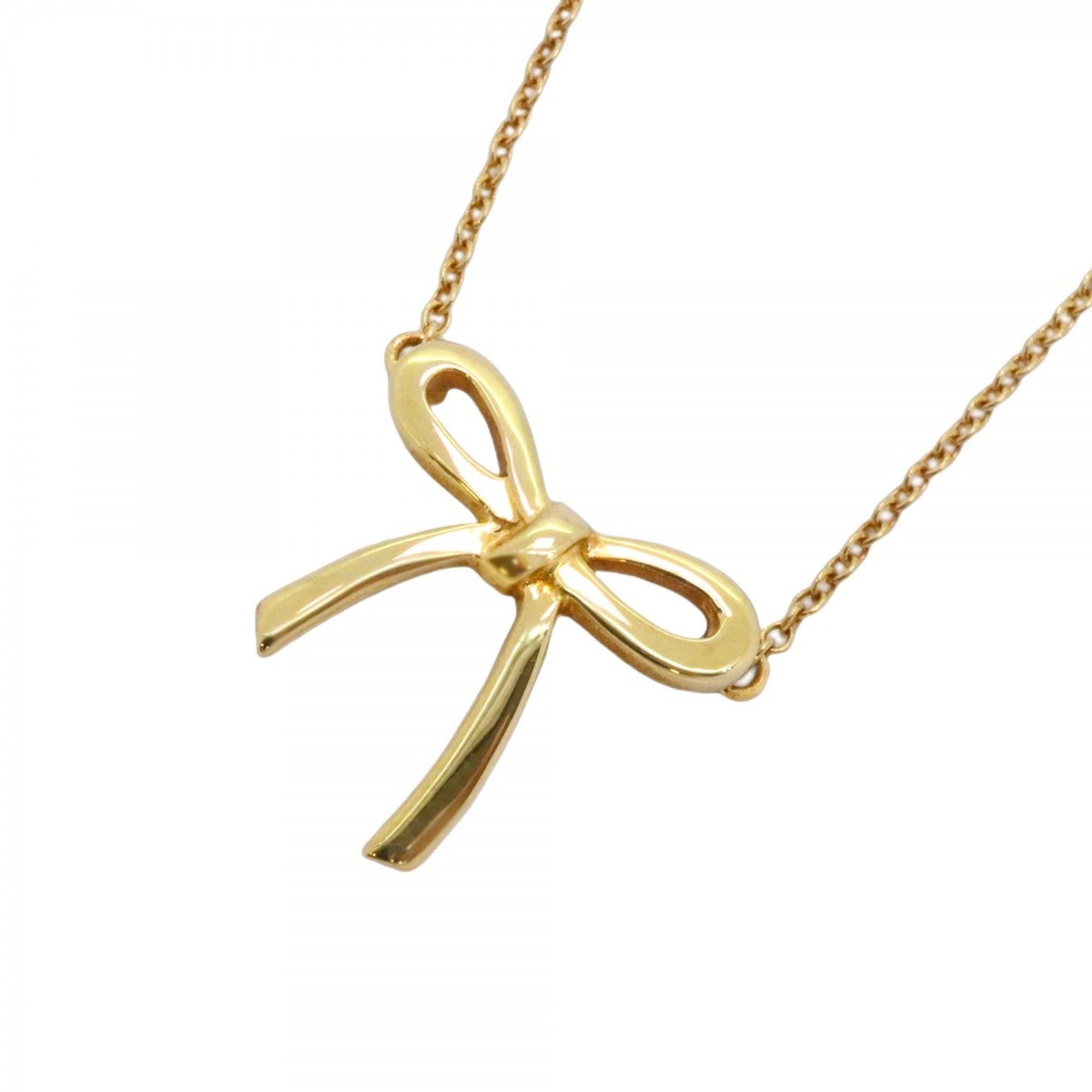 Tiffany Bow Ribbon Necklace in 18KYG Yellow Gold for Women