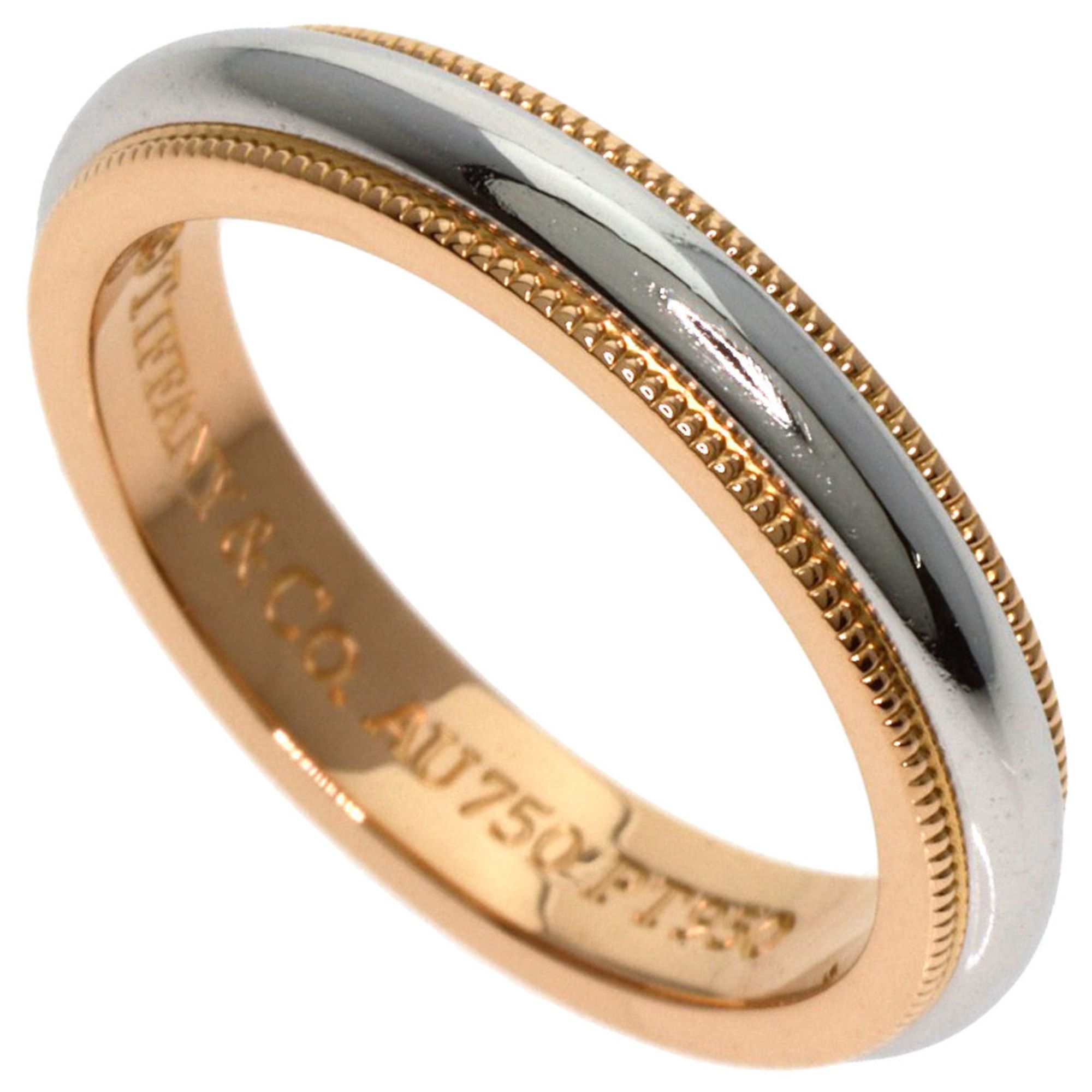 Tiffany & Co. Milgrain Ring, Platinum PT950 or K18PG, Women's. TIFFANY