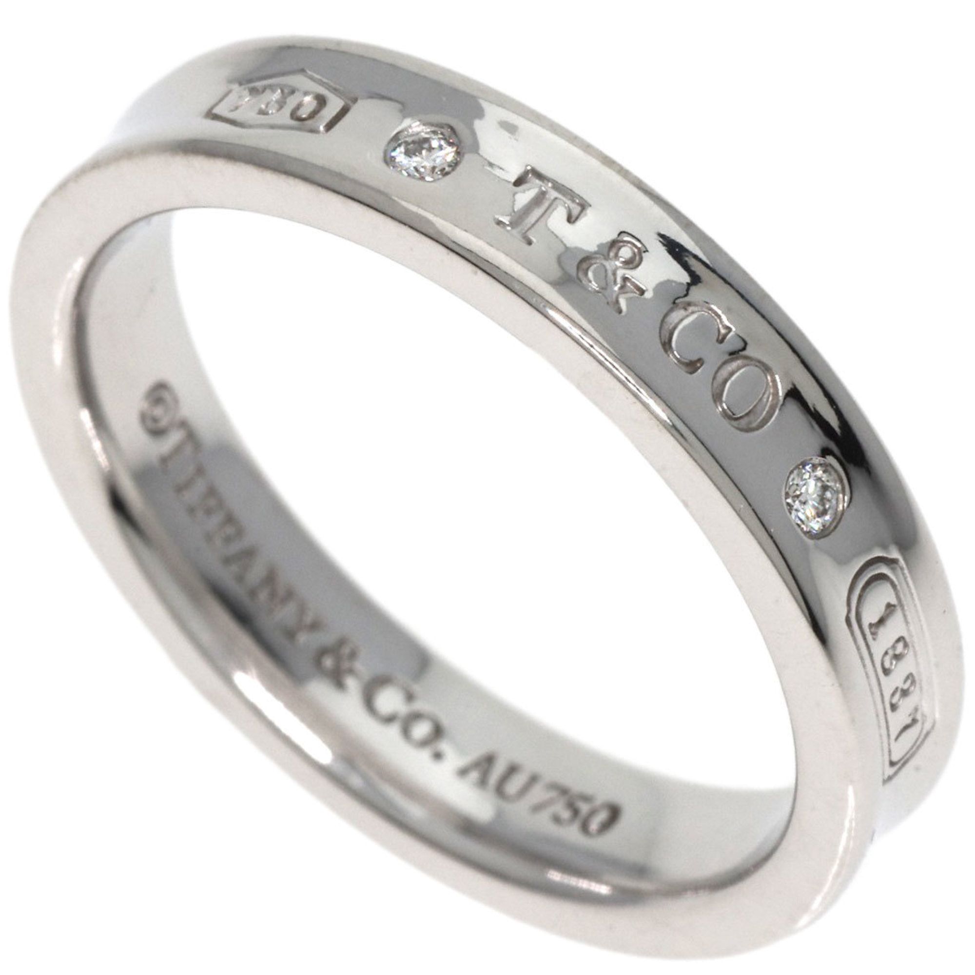 Tiffany 1837 Narrow 2P Diamond Ring, 18K White Gold, Women's, TIFFANY&Co.