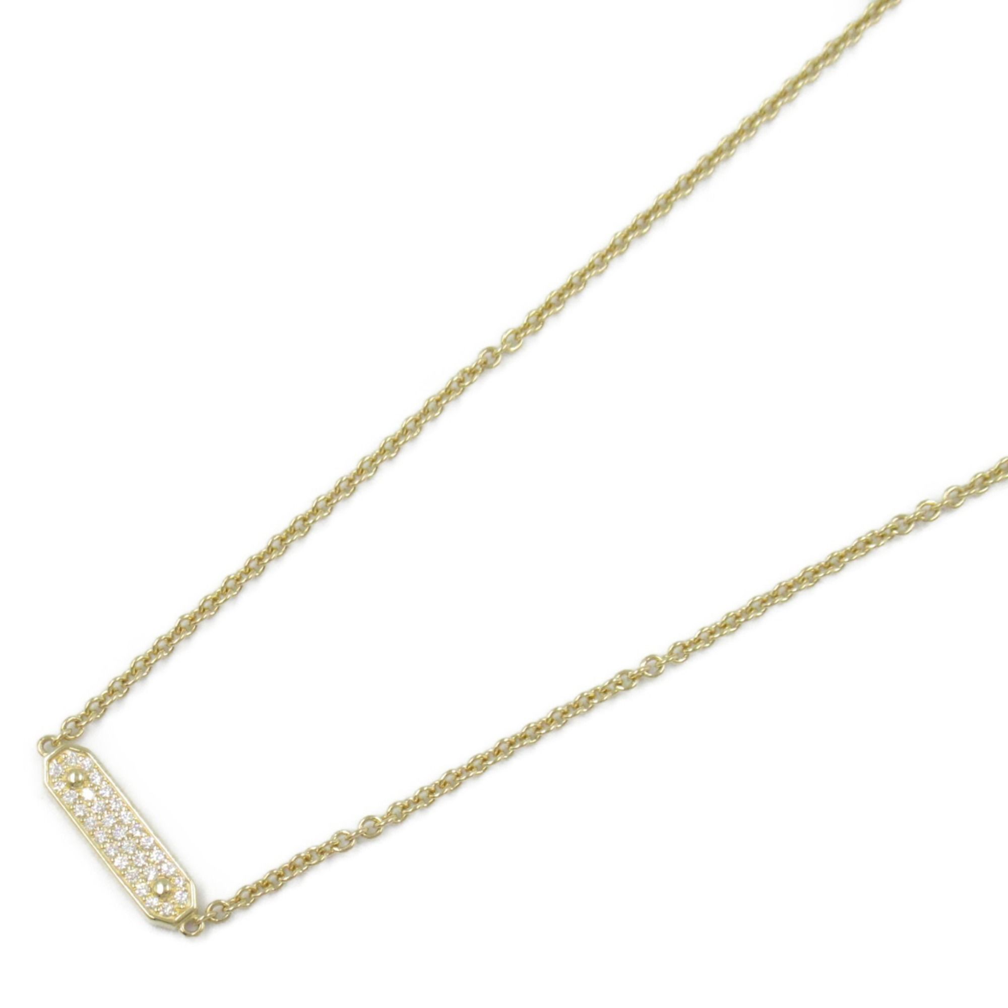 Tiffany & Co. Tag Chain Necklace Diamond 18K (Yellow Gold) Ladies Clear