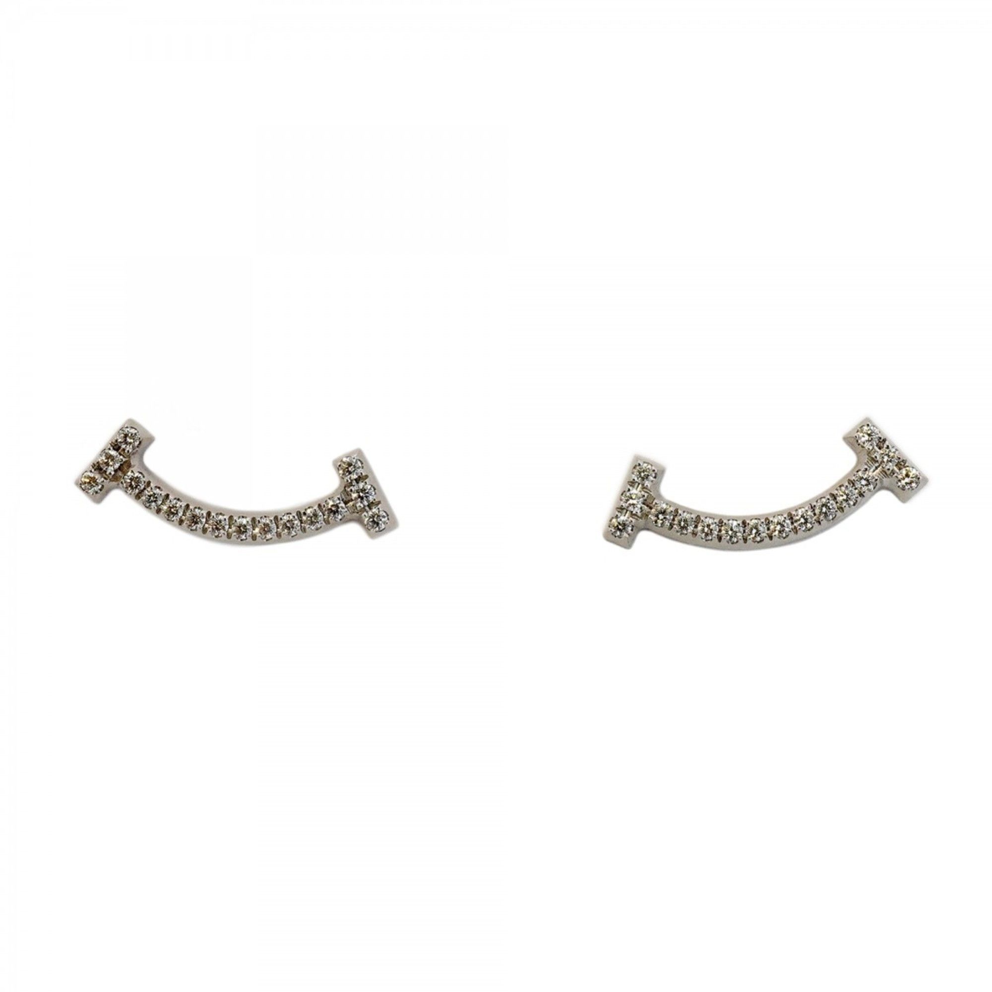 Tiffany T Smile Earrings in 18K White Gold with Diamonds for Women