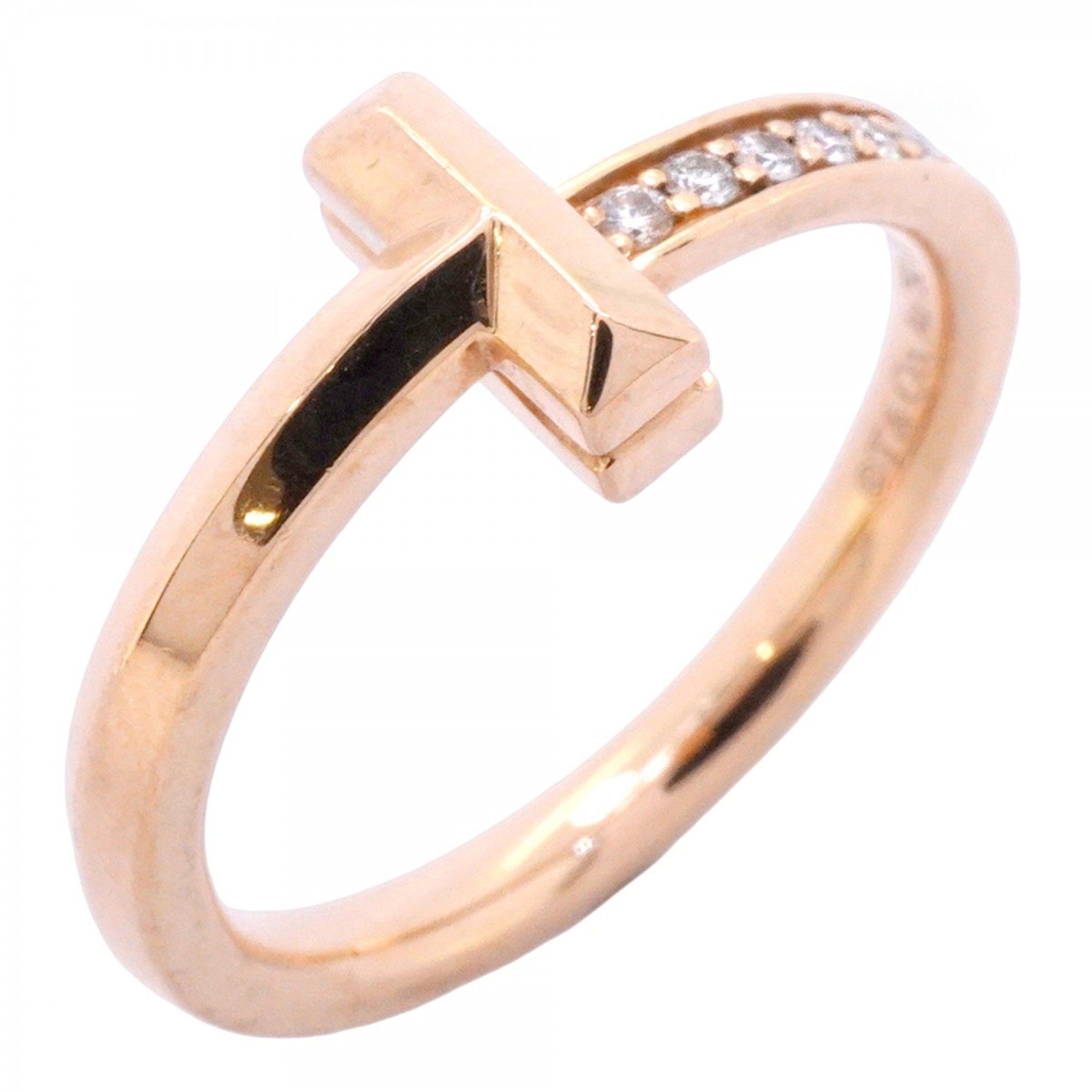Tiffany T-One Ring, 18KPG Pink Gold with 0.08ct Diamond, Size 11.5, Women's