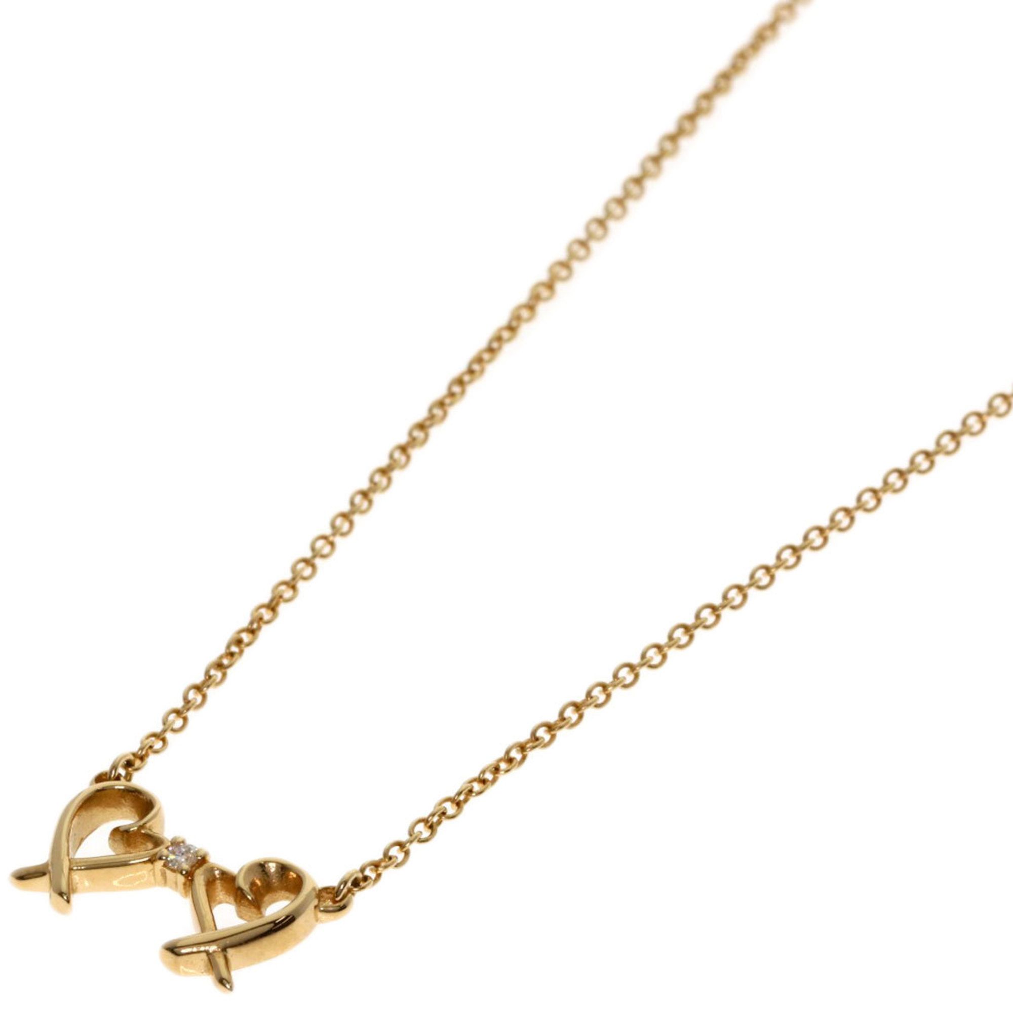Tiffany & Co. Double Loving Heart 1-Piece Diamond Necklace in 18K Pink Gold for Women.