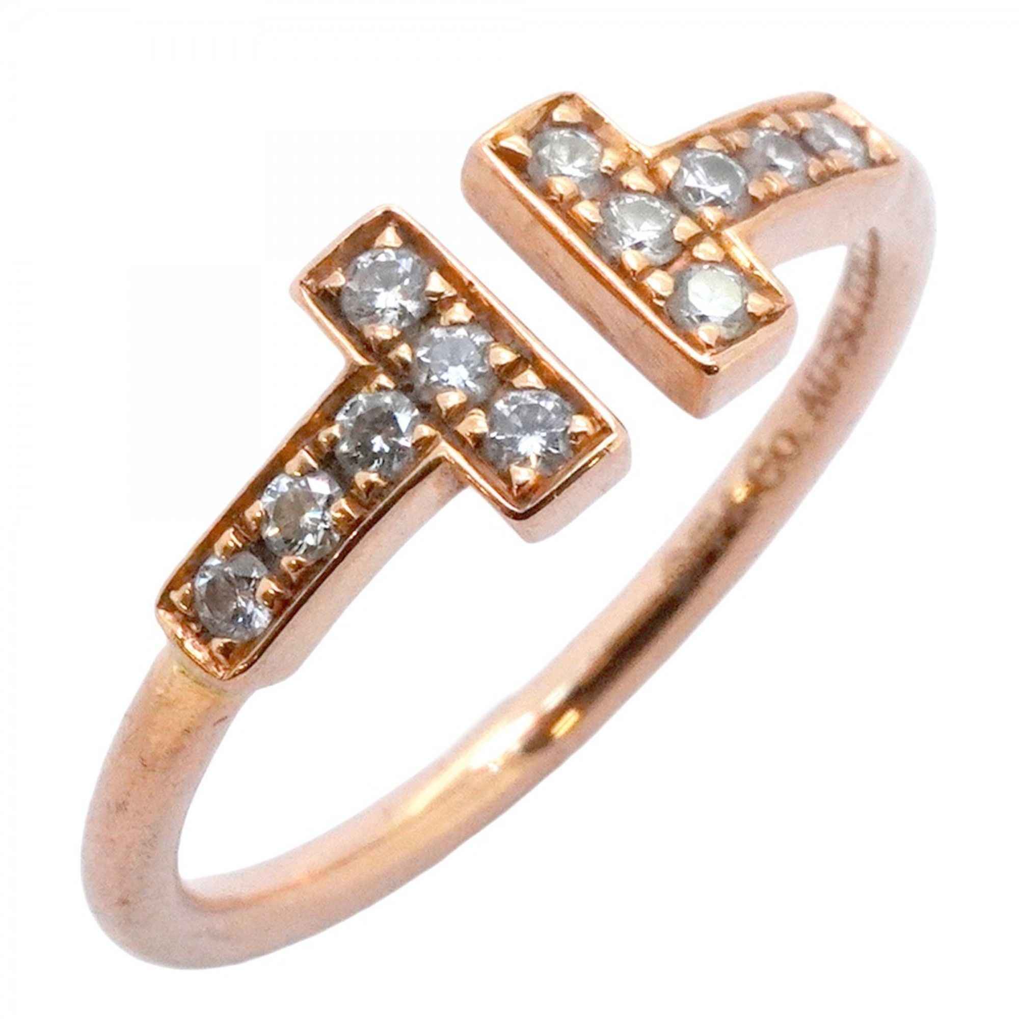 Tiffany T-wire ring in 18K pink gold with diamonds, size 10.5, for women